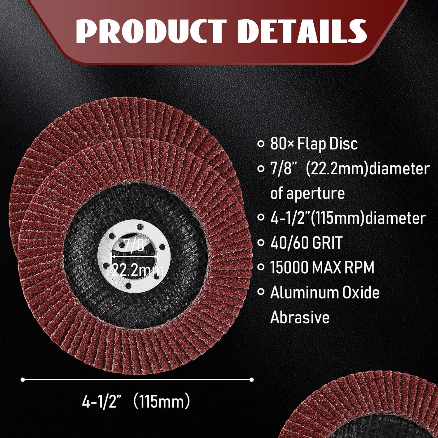 Landhoow Paquete de 80 discos de solapa de 4 12 pulgadas para amoladora angular de 4.5 x 78 pulgadas, lijadora de óxido de aluminio, discos