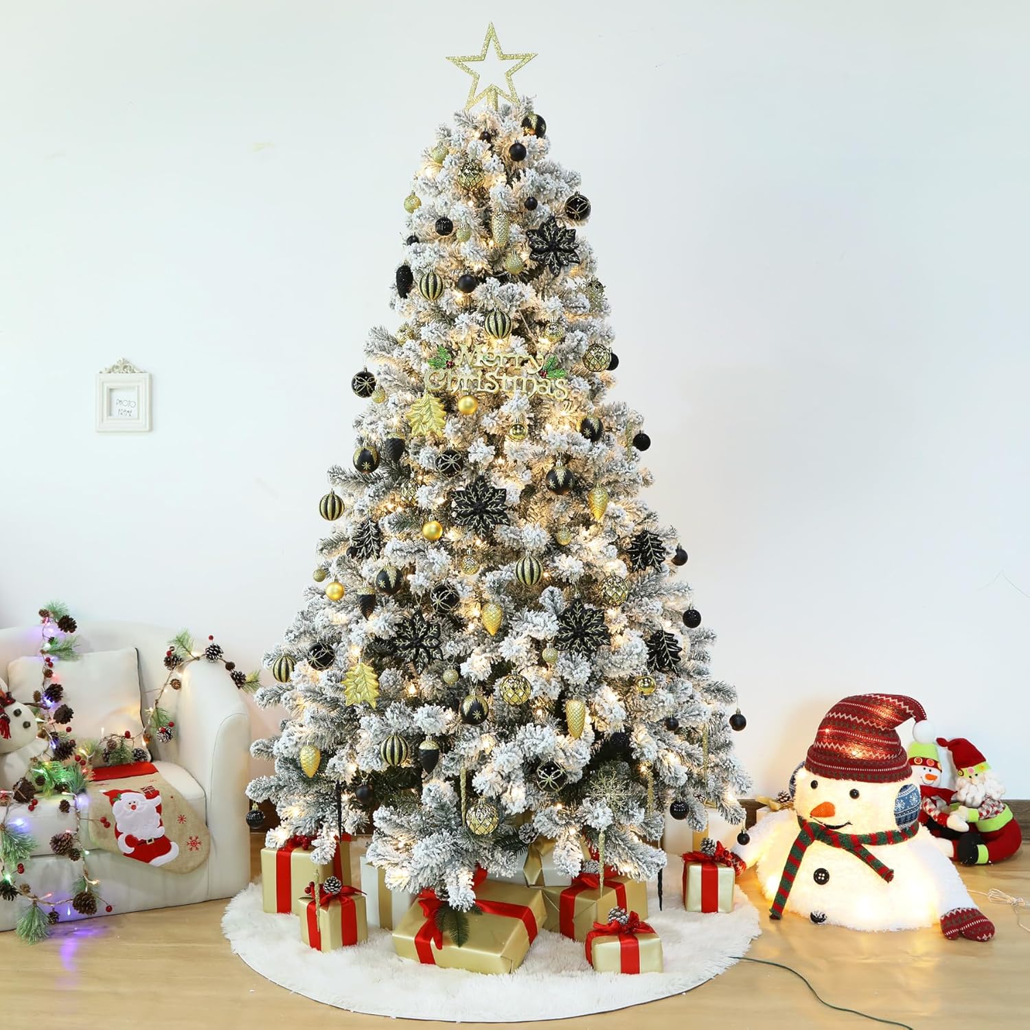 SHareconn Juego de 106 bolas de Navidad, bolas decorativas de plástico inastillables para decoración de árbol de Navidad, decoración de vacaciones,
