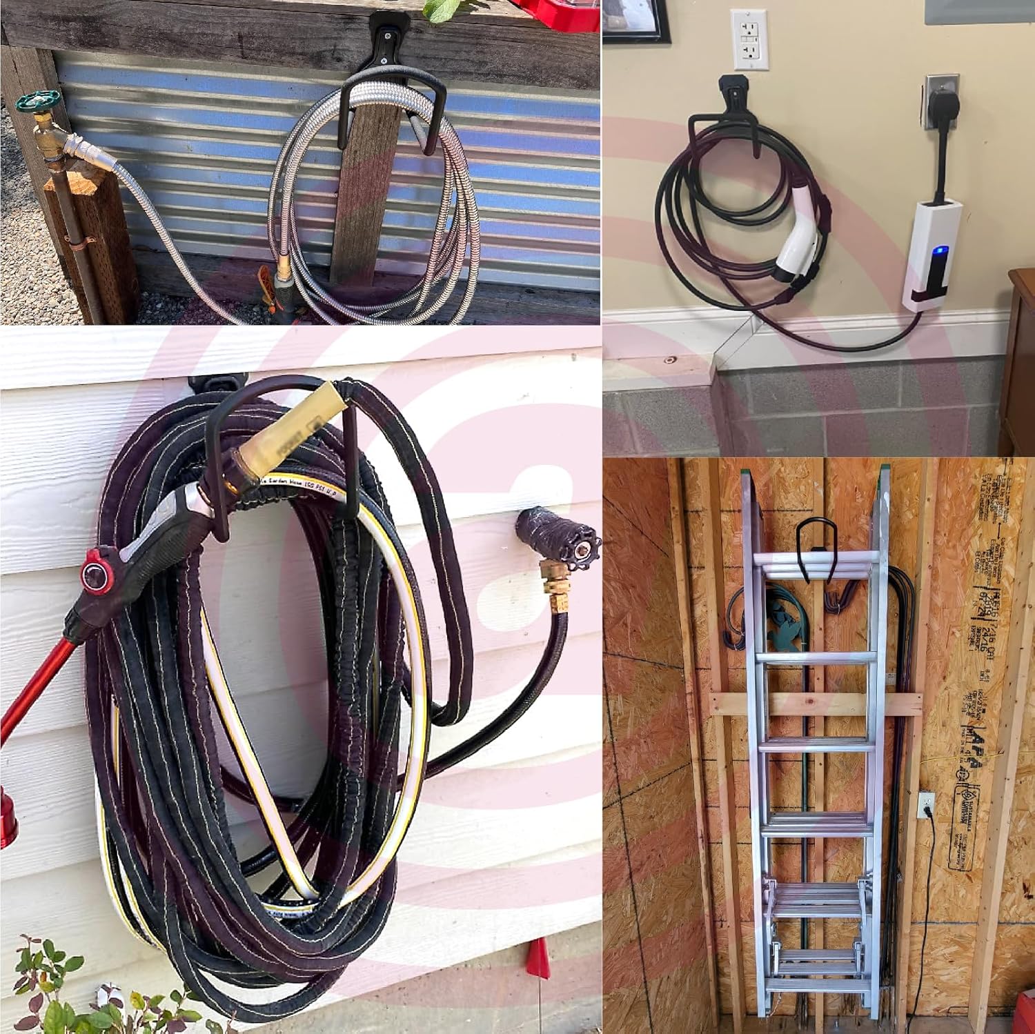 Soporte de manguera para montaje en pared, percha resistente, carretes de manguera de agua para exteriores, almacenamiento para manguera de jardín
