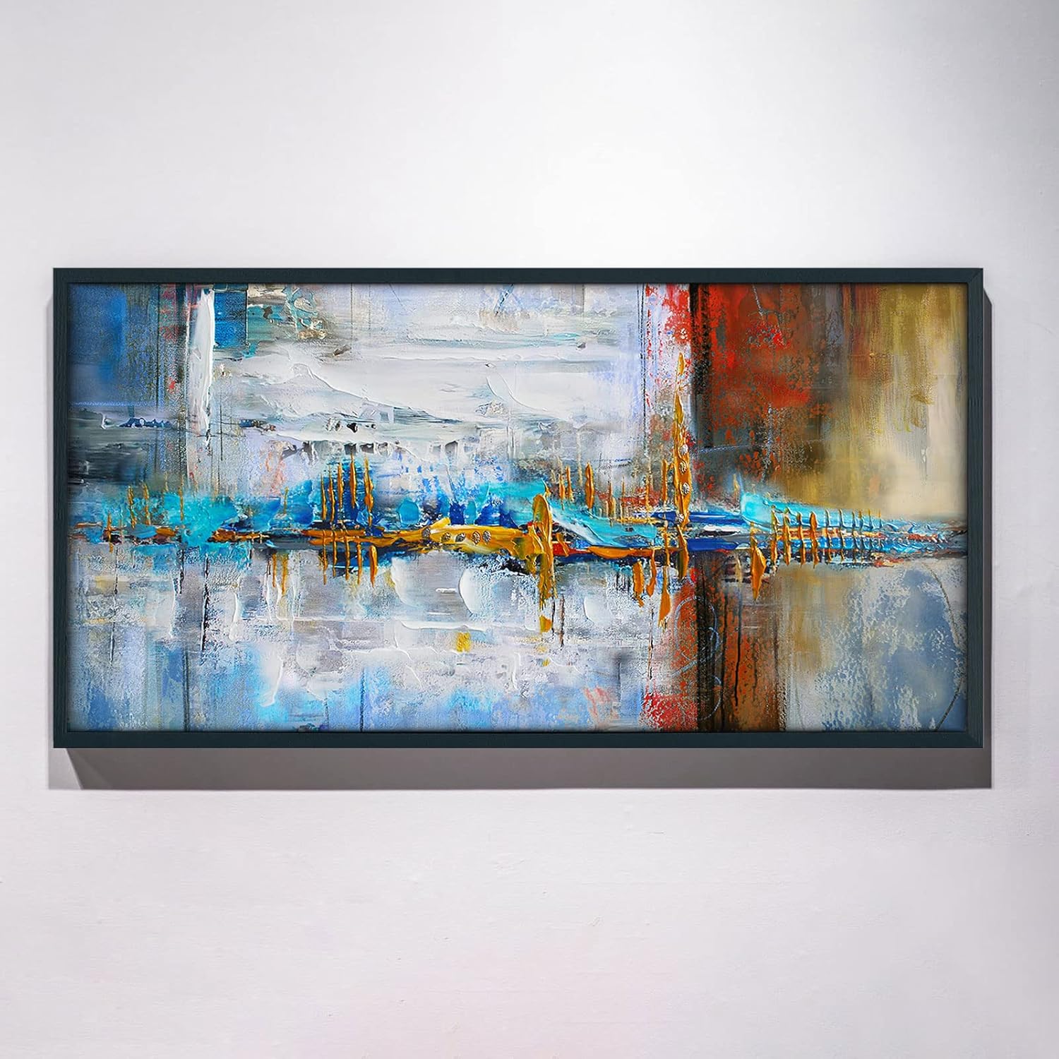yiijeah Lienzo abstracto grande para pared, decoración para sala de estar, dormitorio, imagen abstracta, blanco y gris, decoración moderna para el
