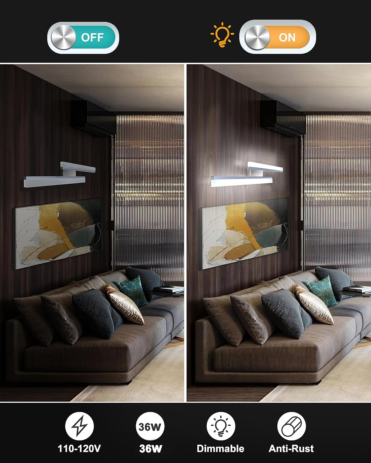 Iluminación LED de tocador de 32 pulgadas, 6000 K36 W, accesorios de luces de maquillaje para baño, 2160 lúmenes para montaje en pared interior,