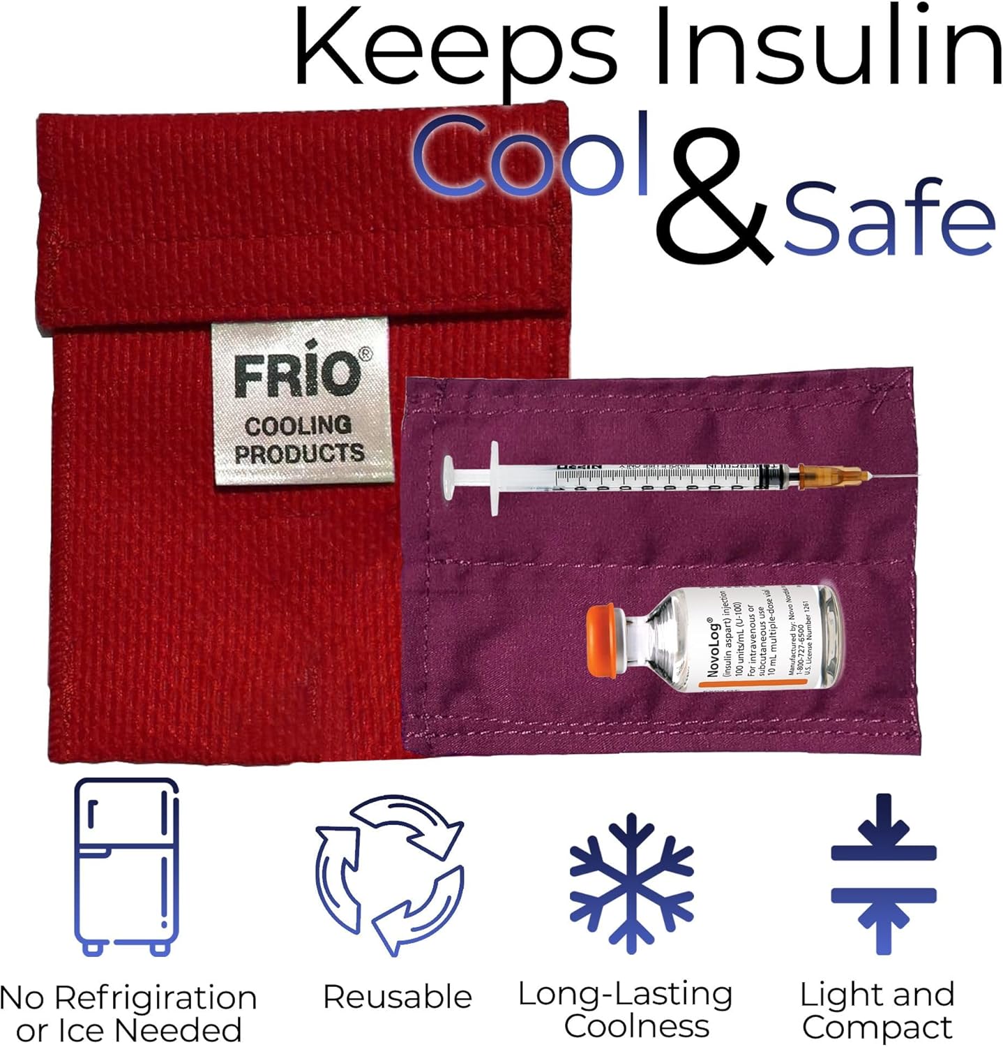FRIO Billetera de enfriamiento, sostiene un solo vial de insulina o botella de gota para los ojos, mantiene el medicamento de insulina fresco hasta