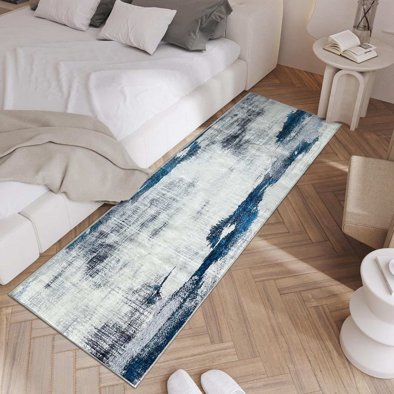 OIGAE Alfombra lavable de 2 x 6 pies, alfombra larga abstracta moderna para pasillo de cocina con parte trasera antideslizante, alfombra para