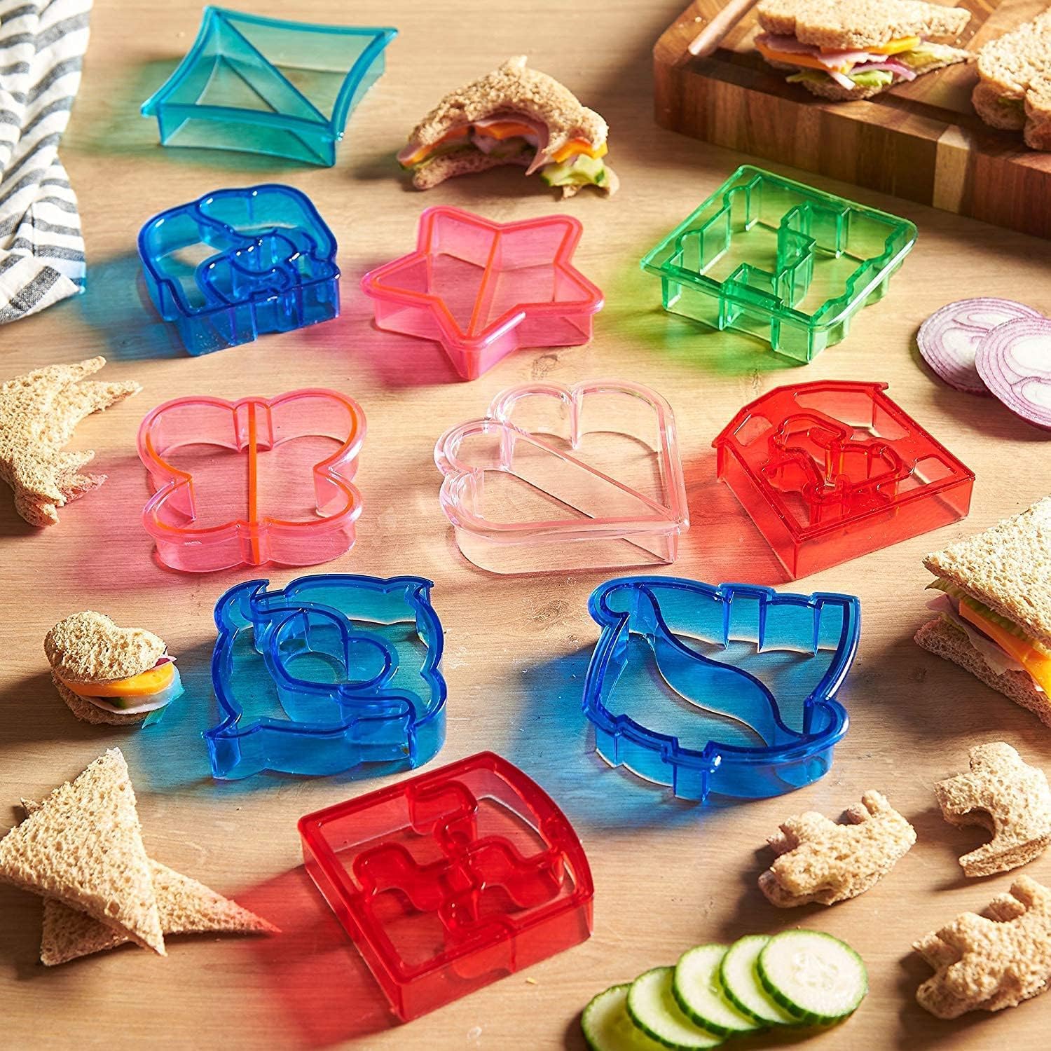 Paquete de 6 cortadores de sándwich y removedor de forma de corteza de pan para niños, formas de animales, moldes de pan, molde para tostadas,