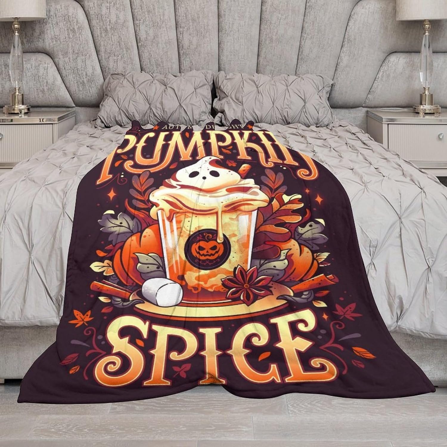 tbysgaq Manta de Halloween divertida de fantasma, bonita calabaza, manta de franela ligera y acogedora para dormitorio, sala de estar, sofá, cama,
