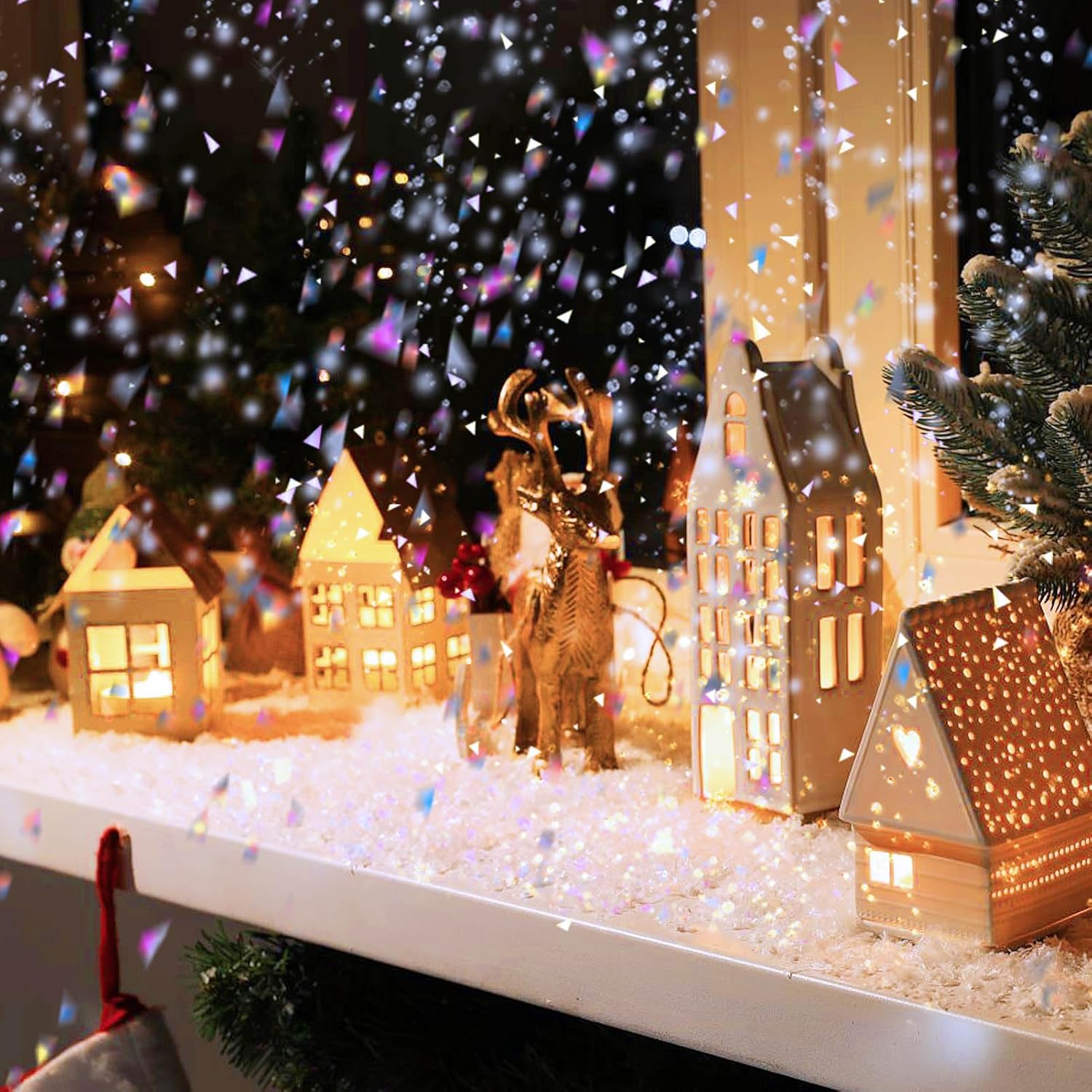 8.8 oz250 g de nieve artificial de Navidad parpadea, nieve artificial brillante para manualidades, relleno de polvo de nieve para decoración de