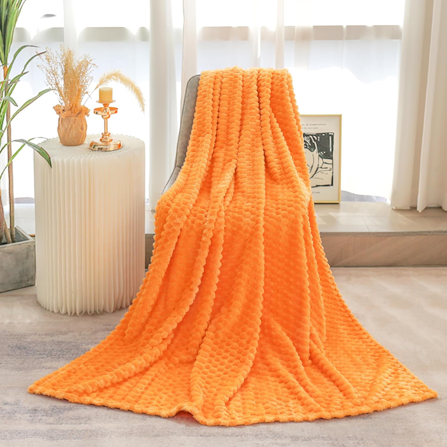 BNuitland Manta de franela suave (50 x 70 pulgadas), manta de forro polar 3D jacquard esponjosa y ligera para sofá, cama, 300 GSM súper acogedora y