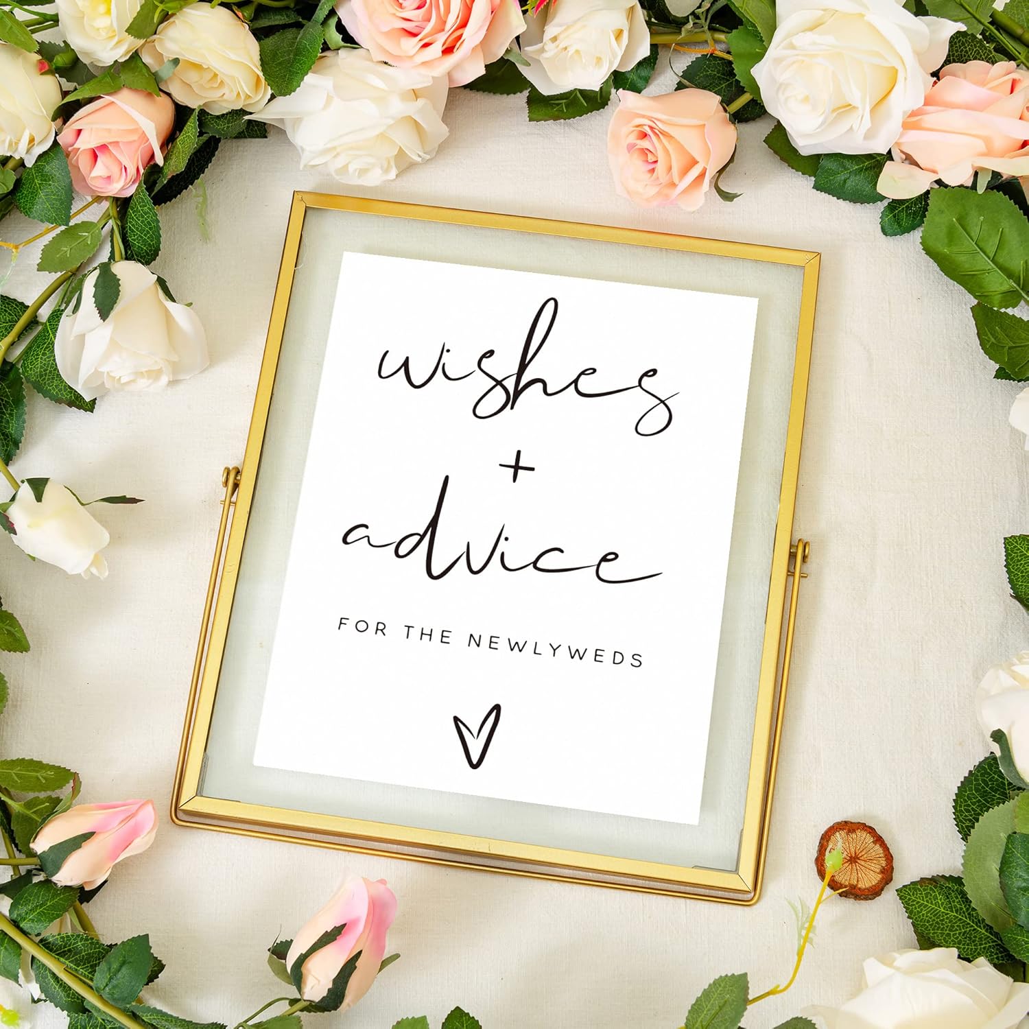 Calculs Advice And Wishes For The Mr And Mrs – Marco de fotos flotante dorado para boda, tarjetamenú, soporte para mesa de centro de mesa de 10 x 8