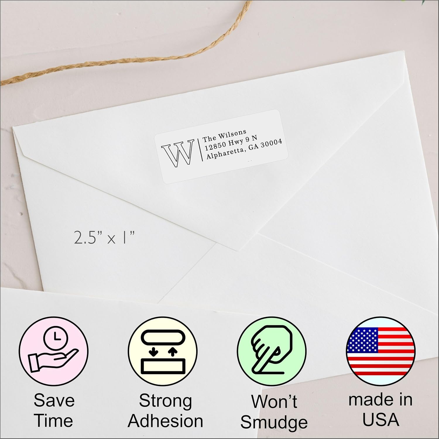 Etiquetas de dirección de devolución  Calcomanías personalizadas impresas personalizadas  Inicial de monograma  250 etiquetas adhesivas para