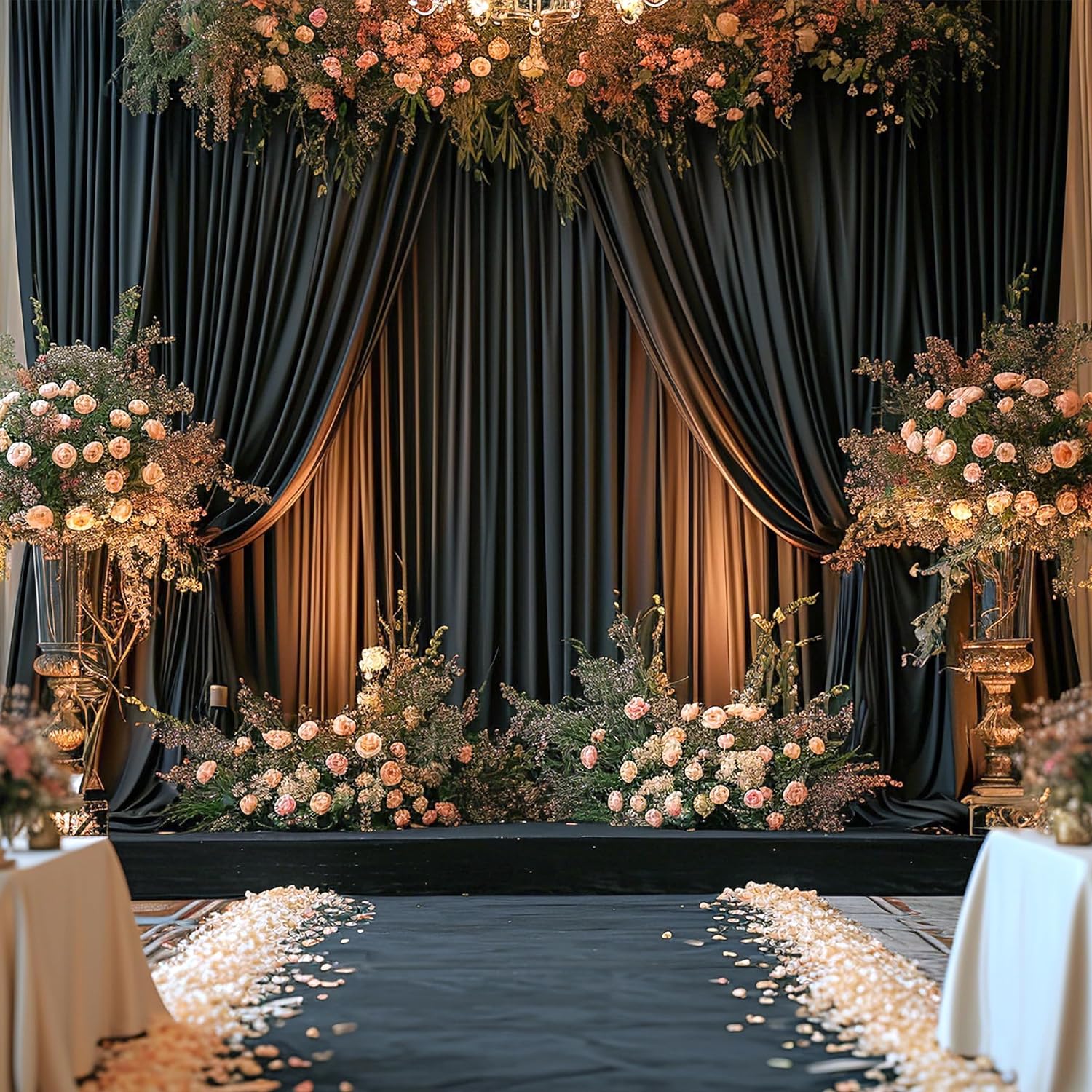 Cortina tipo telón de fondo negro de 10 x 7 pies para fiestas, sin arrugas, paneles de telón de fondo para fiesta de cumpleaños, boda, fotografía,