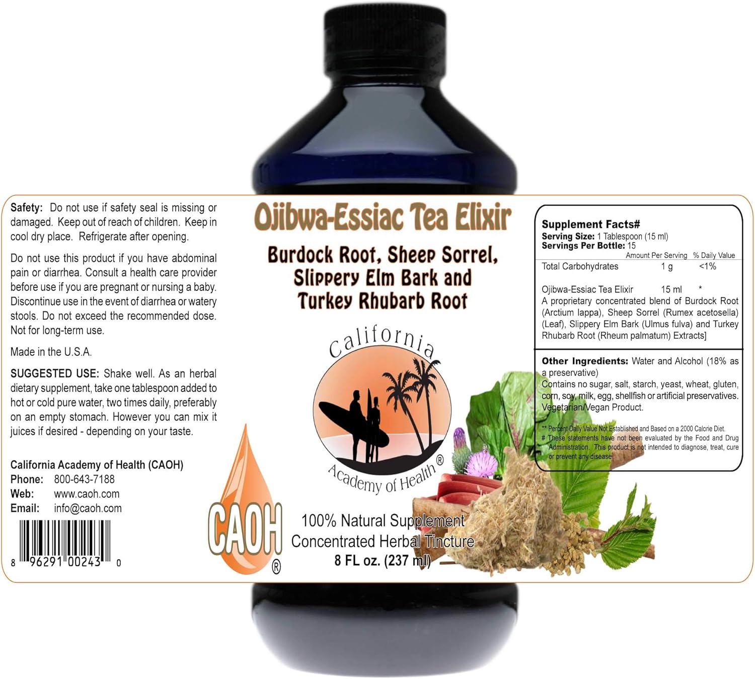 Elixir de té Ojibwa-Essiac – 8 oz (8.0 fl oz) de CAOH