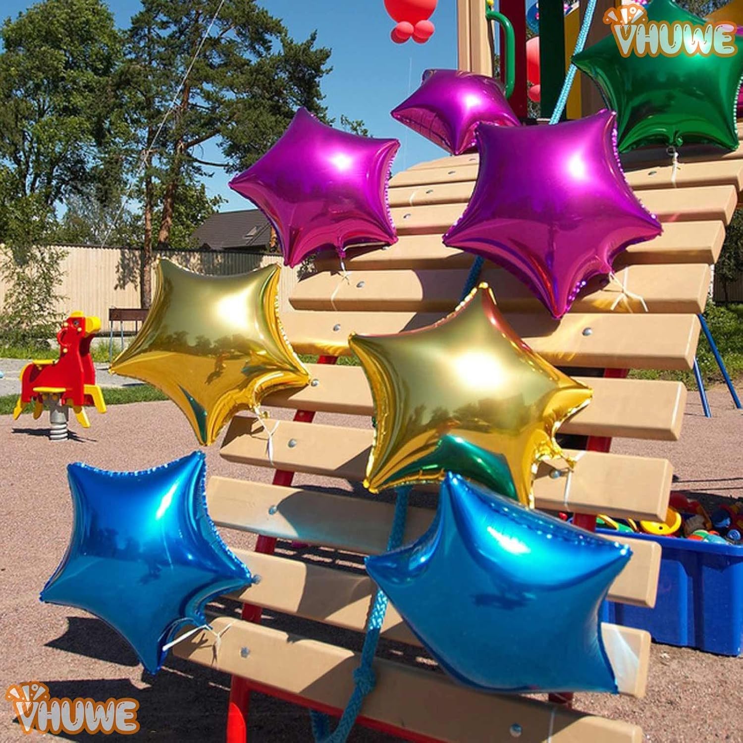 Globos de estrella azul de 18 pulgadas, 10 unidades de globos metálicos de aluminio de helio de Mylar en forma de estrella azul para decoraciones de