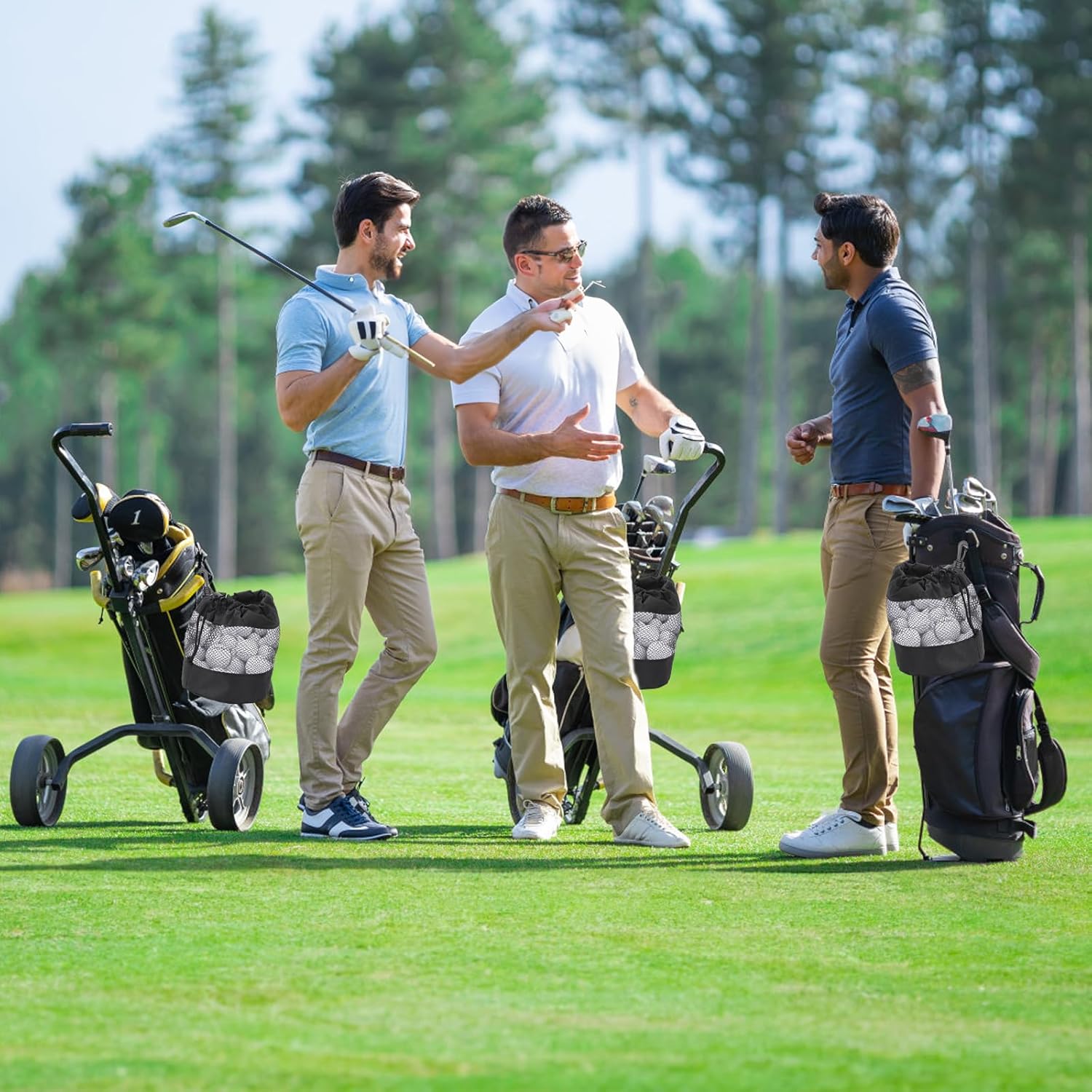 2 bolsas de almacenamiento de pelotas de golf, bolsas de malla de nailon para pelotas de golf, bolsa de golf con cordón, bolsa de golf, bolsa de