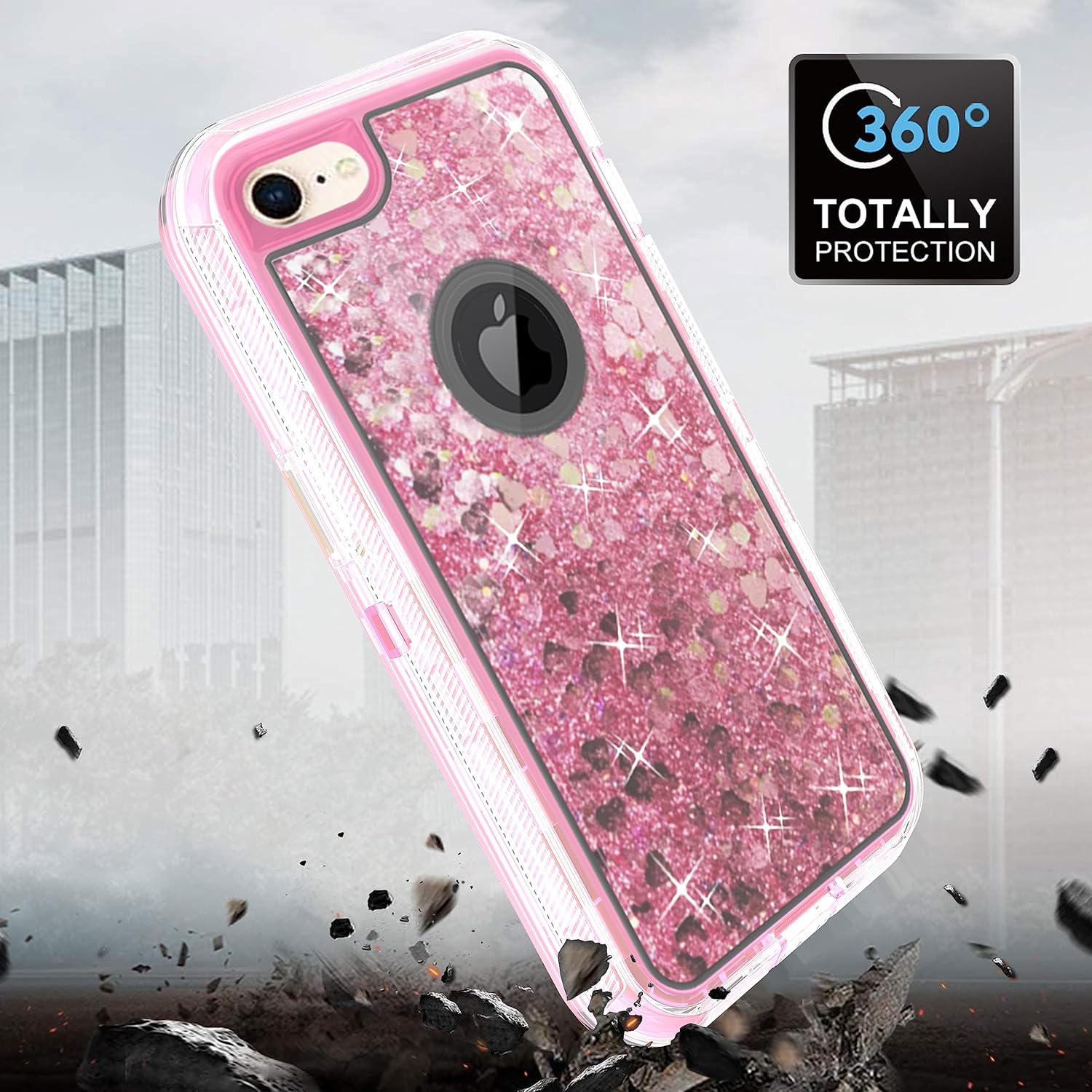 Asuwish Funda de teléfono para iPhone 66s78SE 2020 2022 con protector de pantalla brillante líquido brillante transparente híbrida cubierta