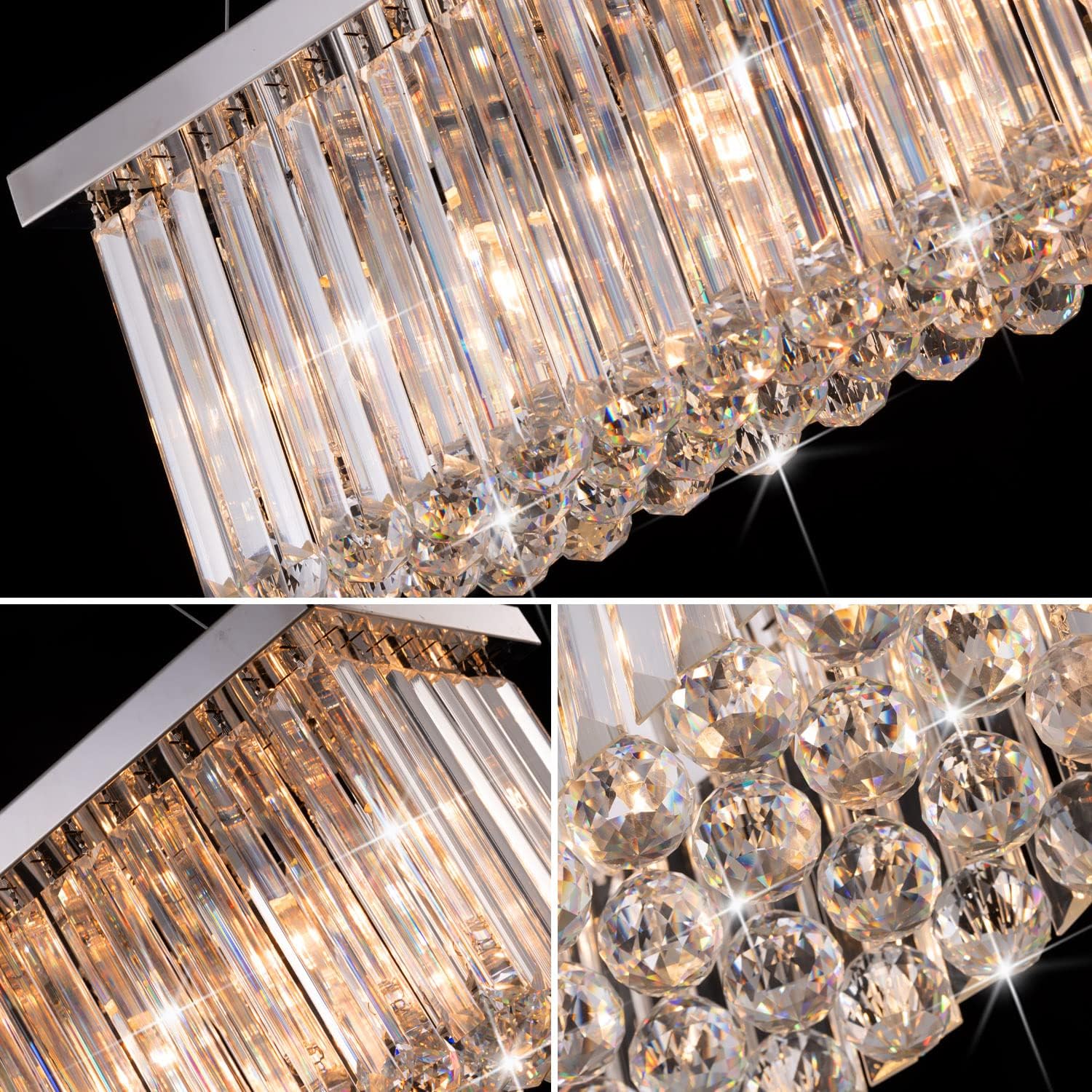 Candelabros rectangulares de cristal, lámpara de techo colgante moderna de lujo, lámpara contemporánea, lámpara de iluminación para comedor, sala de