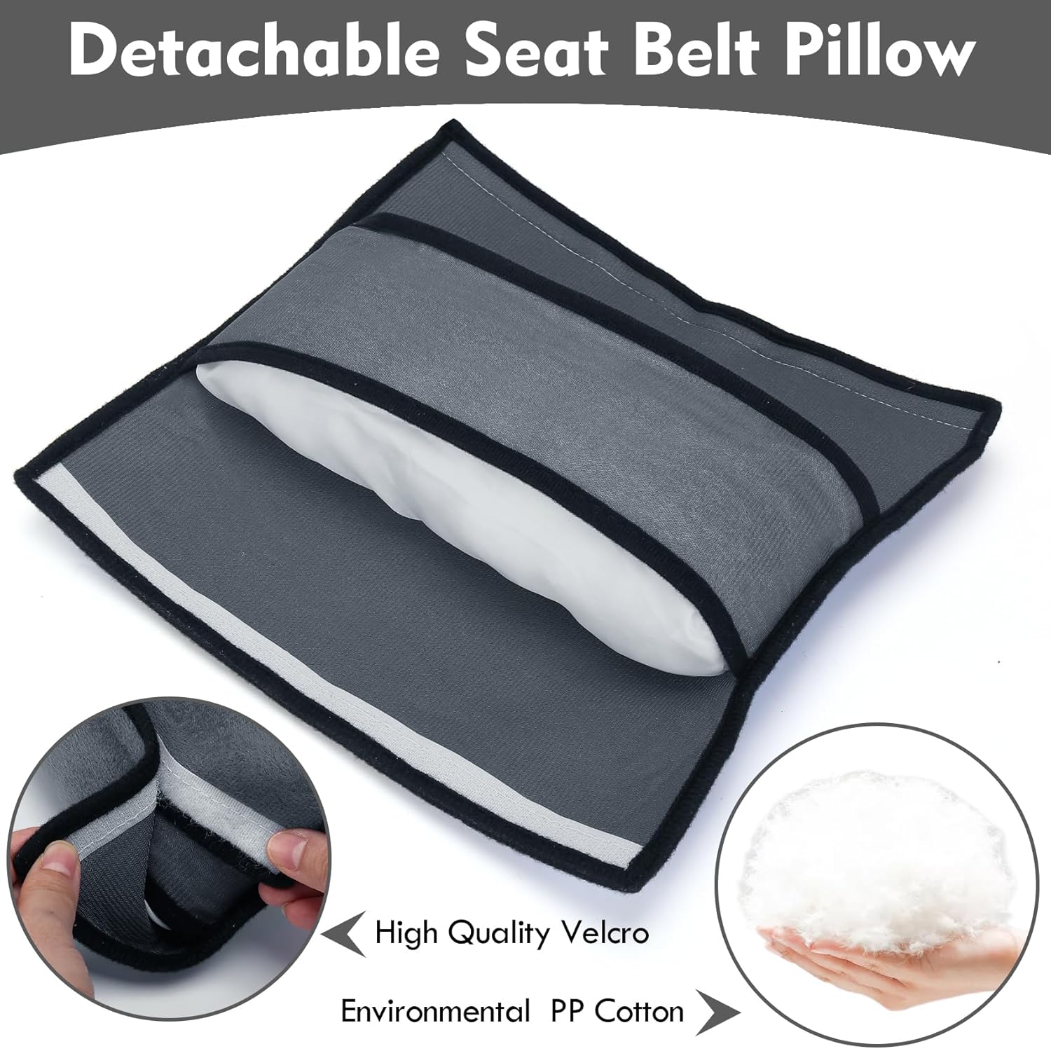 SSAWcasa Almohada para cinturón de seguridad para niños, paquete de 2 fundas de cojín para cinturón de seguridad de automóvil para niños pequeños,