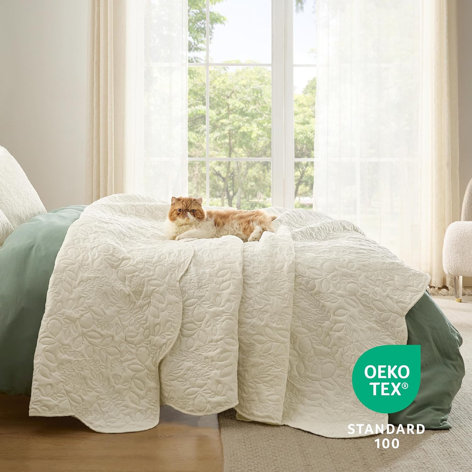 Bedsure Juego de edredón tamaño King  Juego de ropa de cama prelavado tamaño King  Colcha ultrasuave tamaño King  Colcha de color amarillo crema