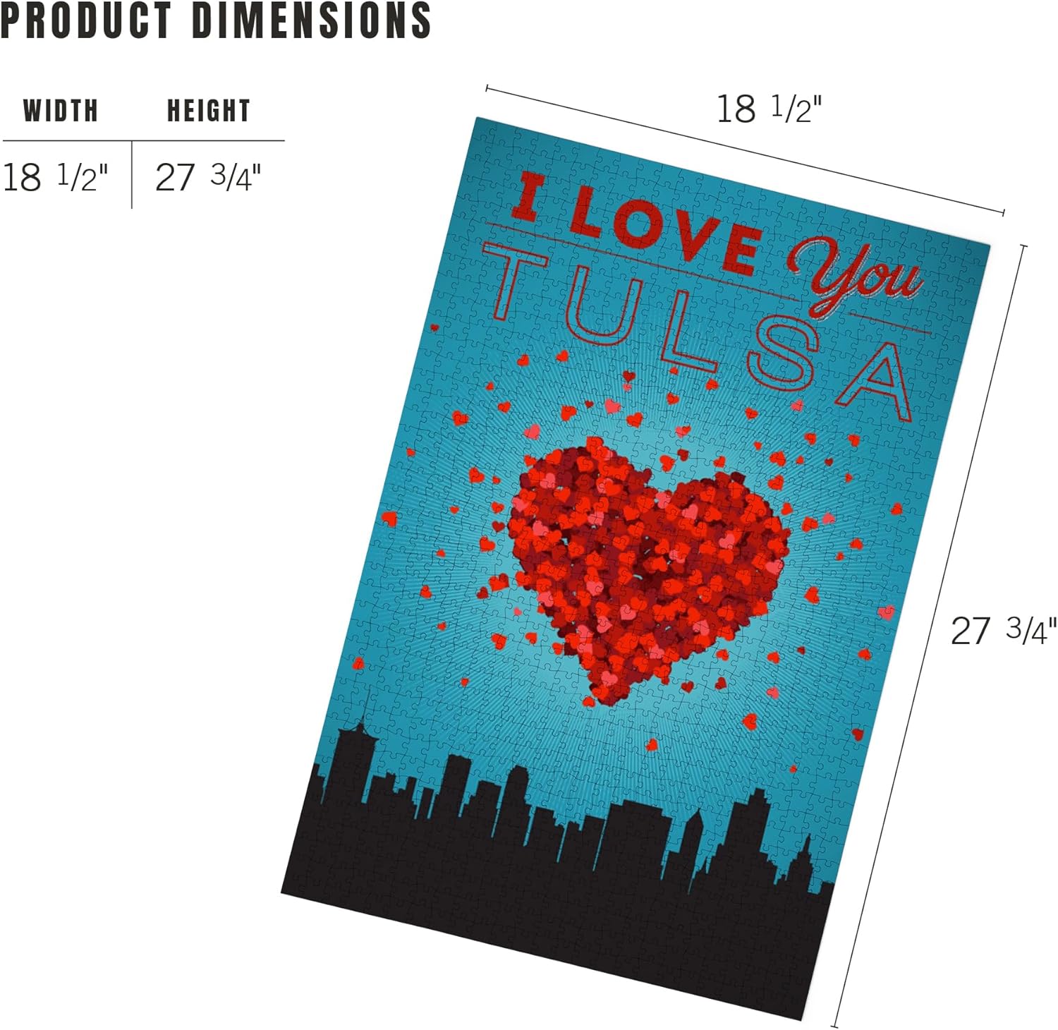 I Love You Tulsa, Oklahoma (rompecabezas de 1000 piezas, tamaño 19 x 27, desafiante rompecabezas para adultos y familia, fabricado en Estados Unidos)