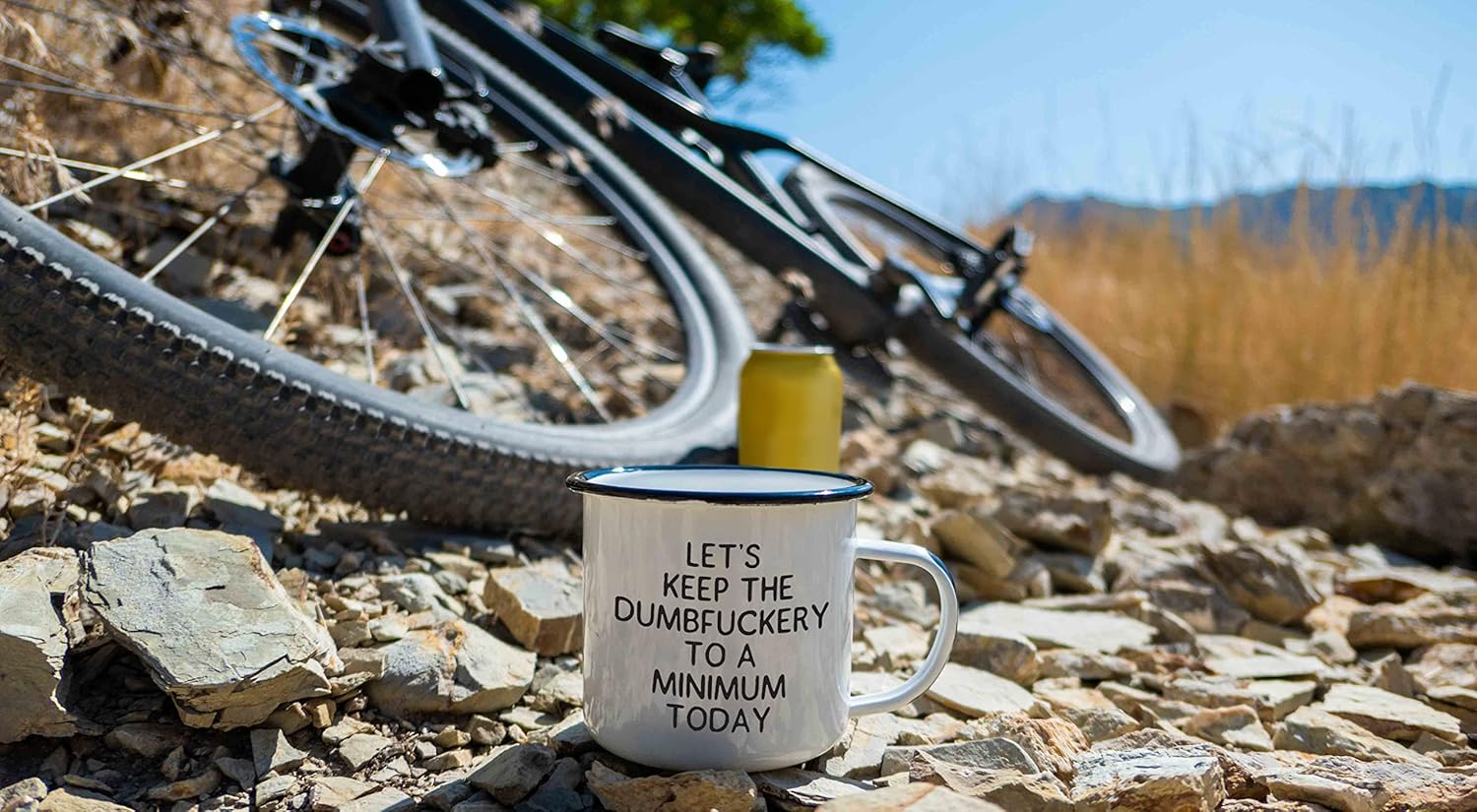 LET’S KEEP THE DUMBFUCKERY TO A MINIMUM TODAY – Taza esmaltada de café  Regalo divertido para los amantes del vodka, el bourbon, el vino y la