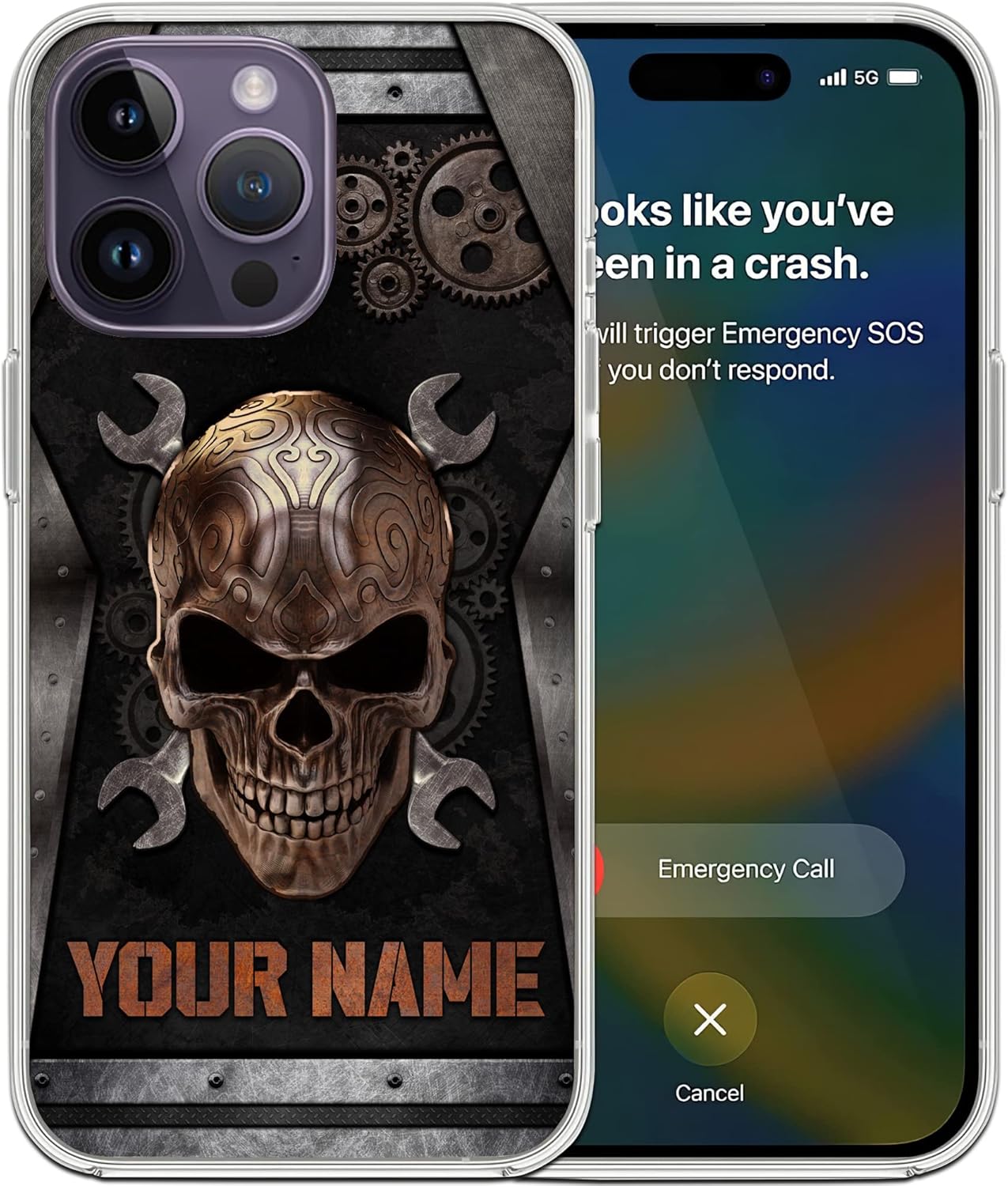 Funda protectora transparente con nombre personalizado para técnico de mecánica, compatible con iPhone 15 14 13 12 11 X Xs Xr 8 7 6 Mini Pro Max