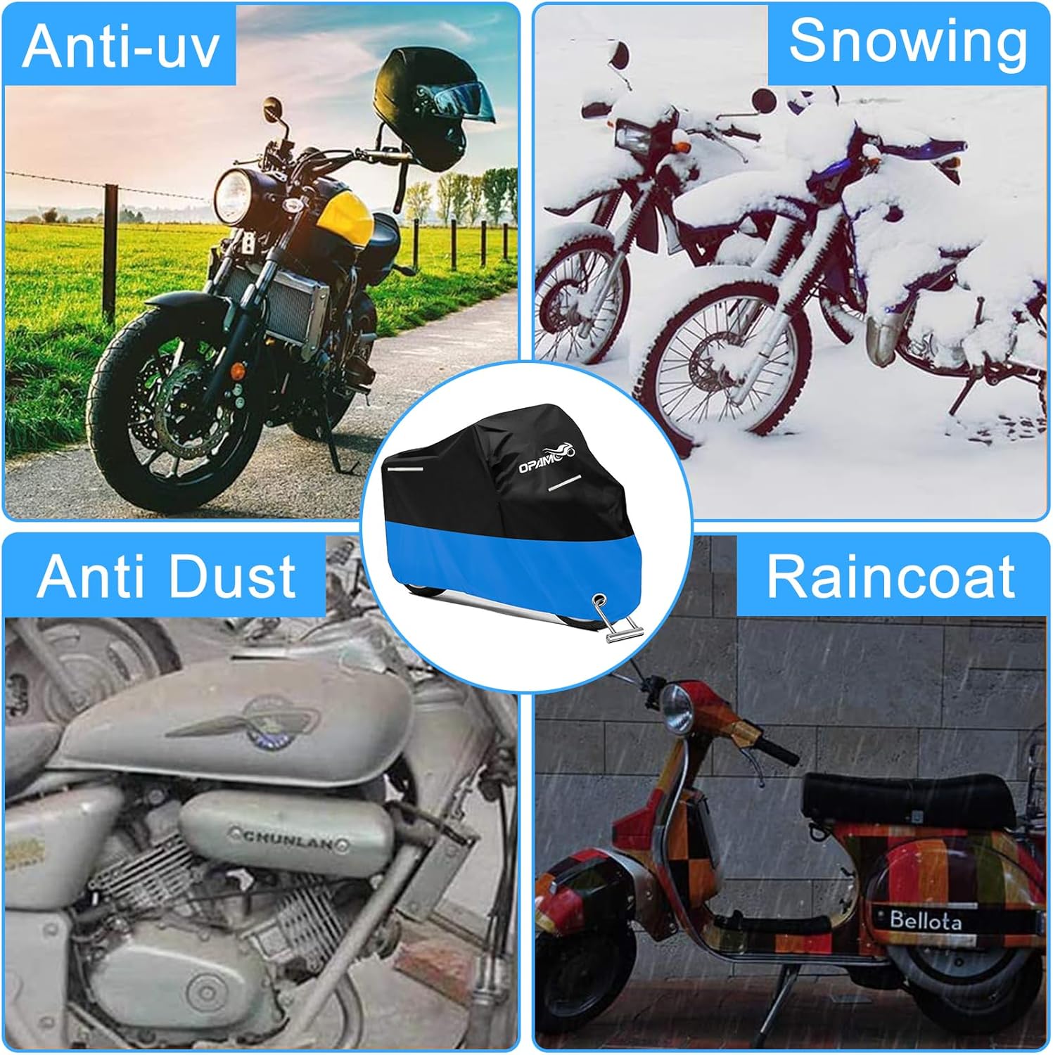 Funda impermeable para scooter para motocicleta, grande, mediano XL, 250 cc, 150 cc, 50 cc, refugio para scooter Harleys para todo tipo de clima,