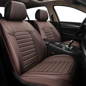 Juego completo de fundas de asiento de automóvil, funda de cojín antideslizante de piel sintética para vehículo, protectores impermeables para Juego completo de fundas de asiento de automóvil, funda de cojín antideslizante de piel sintética para vehículo, protectores impermeables para