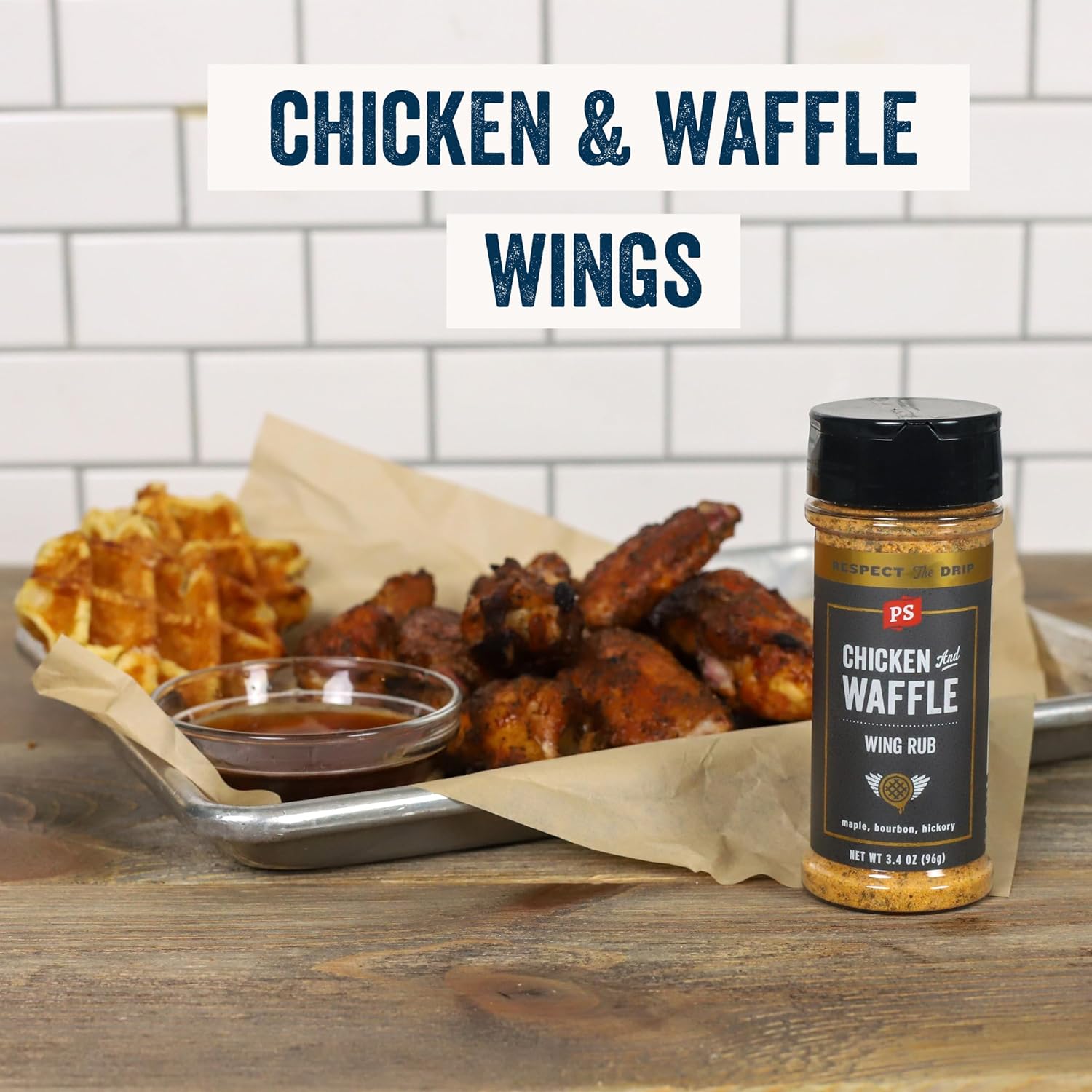 PS Seasoning Alas de pollo y waffle, condimento de alas de pollo de arce, aroma de alas dulces y ahumadas con arce, bourbon, nogal, condimento de