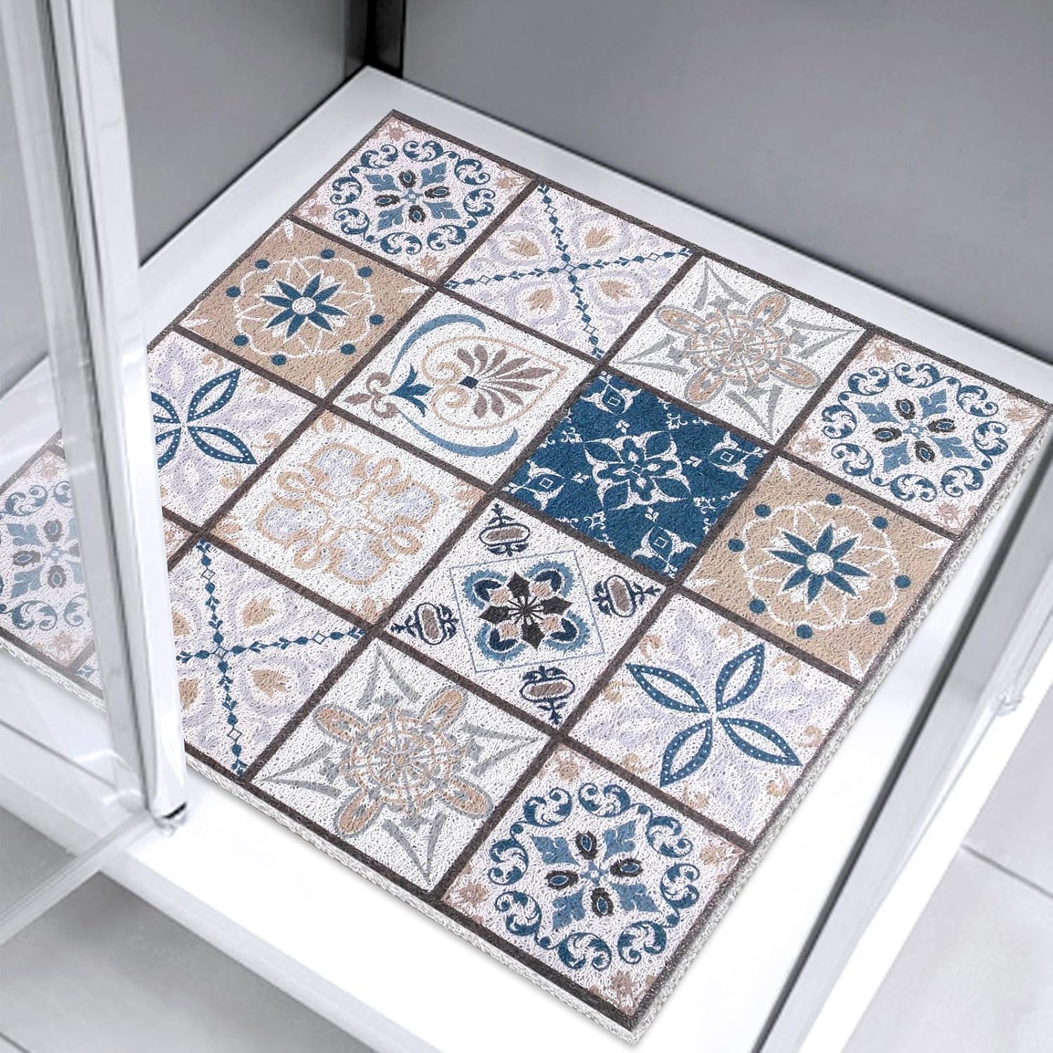 Tapete de ducha cuadrado de 24 x 24 pulgadas, antideslizante para el interior, tapete de ducha para personas mayores, tapete de masaje de pies con