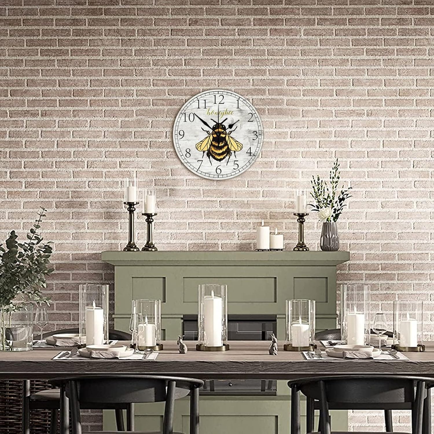 Reloj de pared retro estilo granja, abejas de abejas de miel, estilo antiguo, reloj de madera silencioso, sin tictac, funciona con pilas, reloj
