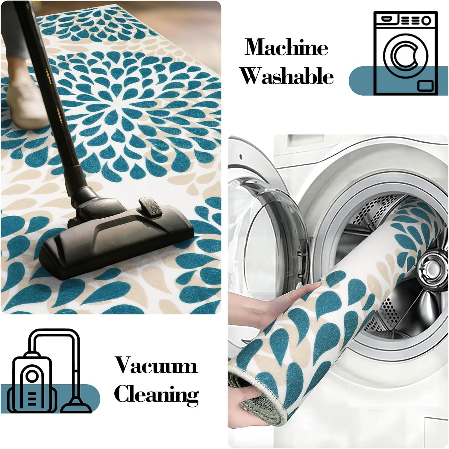 Alfombra de pasillo lavable de 2.5 x 8 pulgadas, moderna alfombra floral para pasillo, suave, antideslizante, de pelo bajo, alfombra de cocina