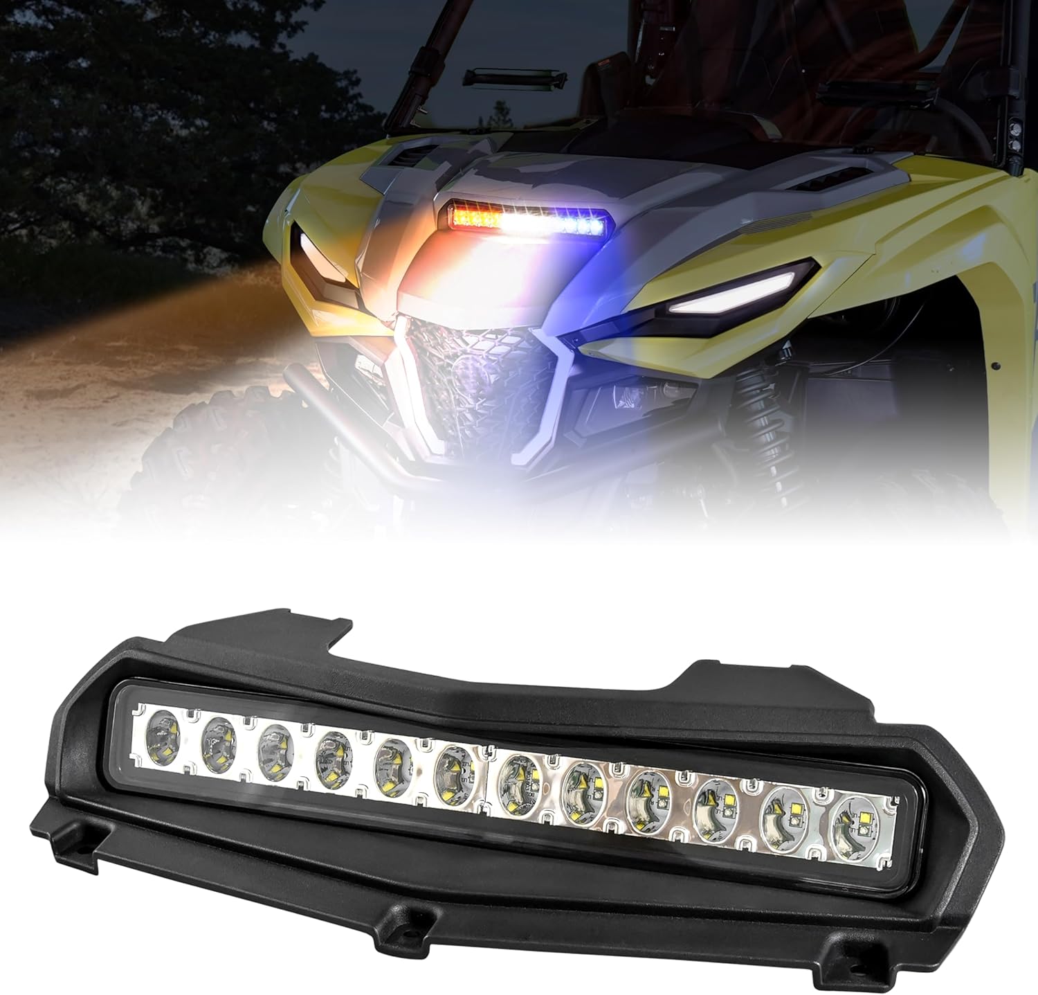 SAUTVS Luz de capó para Yamaha RMAX 1000, luz LED para capó con lámparas estroboscópicas ámbar azul compatible con Yamaha Wolverine RMAX2 RMAX4 1000