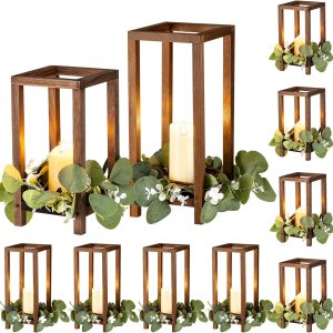 Geelin 10 faroles portavelas de madera, farol de boda, centro de mesa, chimenea, farol decorativo de casa de campo para bodas, baby shower (marrón, Geelin 10 faroles portavelas de madera, farol de boda, centro de mesa, chimenea, farol decorativo de casa de campo para bodas, baby shower (marrón,