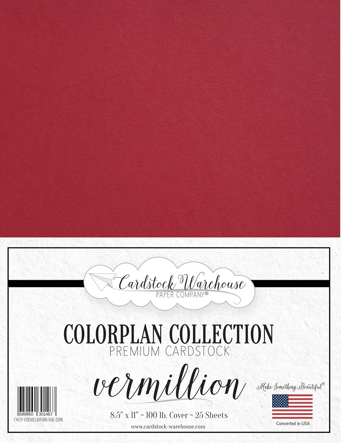 Cardstock Warehouse Colorplan Vermillion Red – 8.5 x 11 pulgadas – 100 libras  9.52 ozm de papel de cartulina mate de alta calidad, 25 hojas