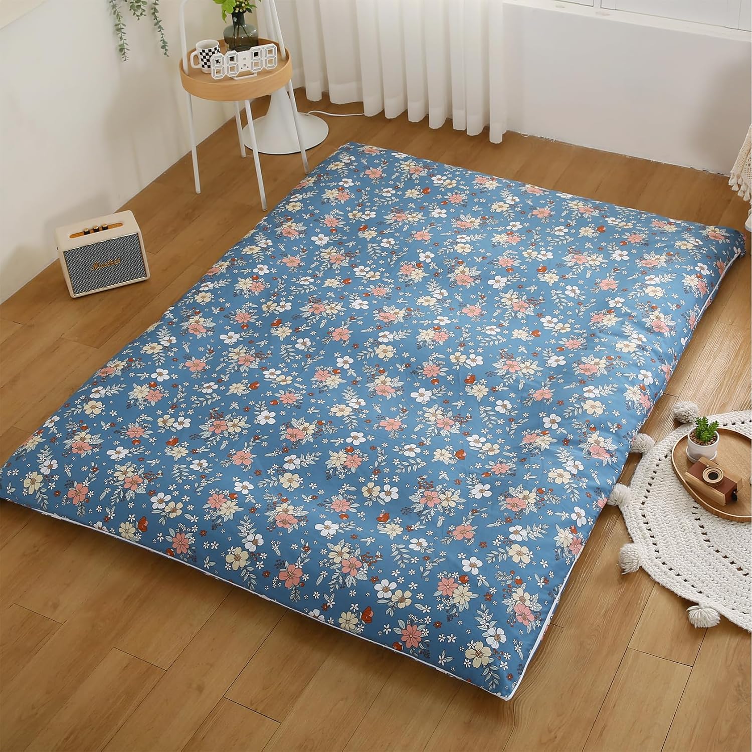 Funda de colchón para colchones japoneses tradicionales de futón, con cremallera, lavable a máquina, funda de colchón tatami tamaño individual,