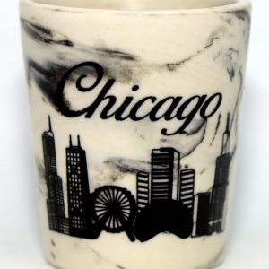 Chicago Illinois White Marble Ceramic Shot Glass Chicago Illinois White Marble Ceramic Shot Glass