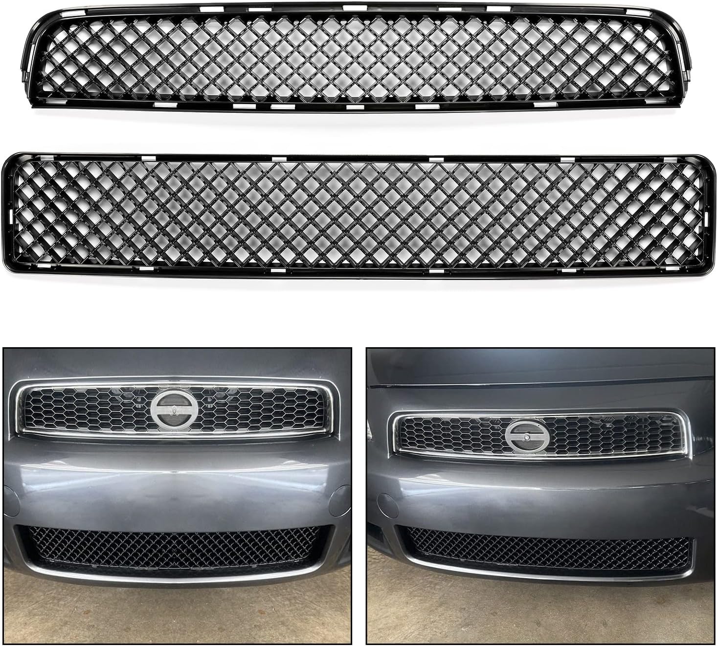 HECASA Parrilla delantera superior e inferior compatible con Scion tC 2005-2010 Cubierta de parachoques de malla para capó de rejilla, color negro,