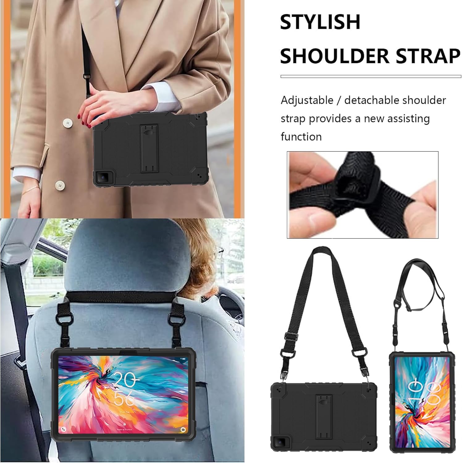 Mignova – Funda para tablet TCL Tab Pro 5G, soporte giratorio integrado, correa de hombro, correa de mano, híbrida a prueba de golpes, para niños,