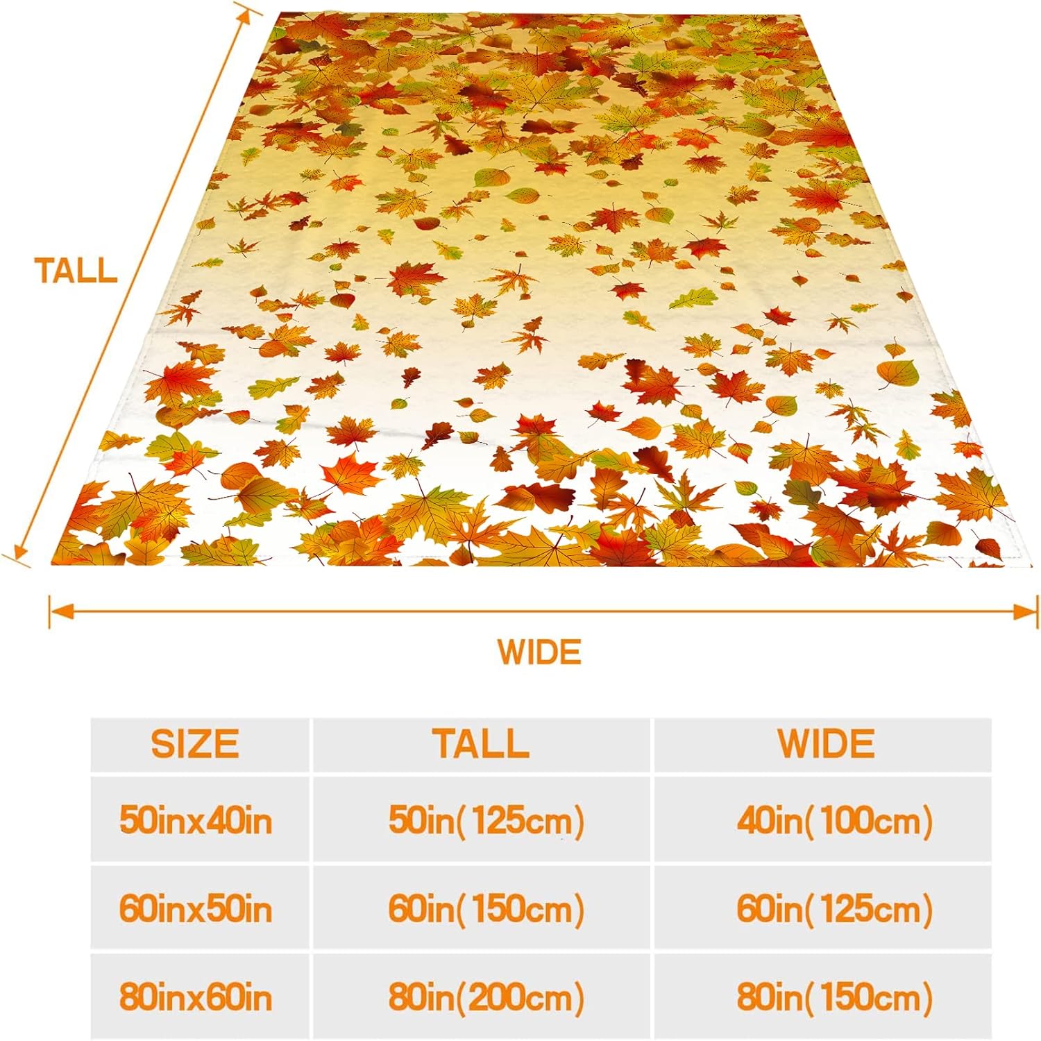 JOOCAR Manta de franela de hojas de otoño de 50 x 60 pulgadas, manta cálida de felpa acogedora y suave con hojas de otoño rojas y amarillas para