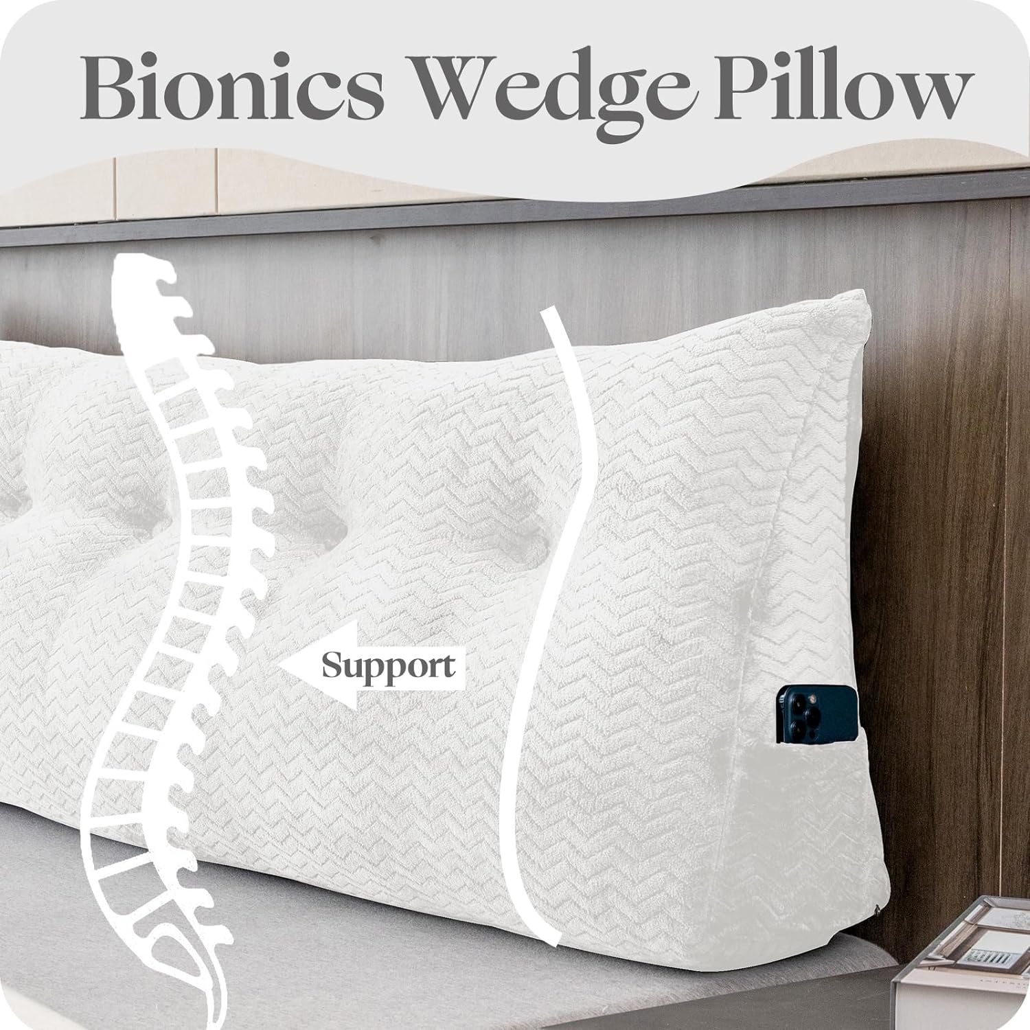 ZOEMO Cabecera triangular grande con respaldo de cuña y respaldo de posicionamiento, almohadas de lectura, almohadas de cuña para cama de día,