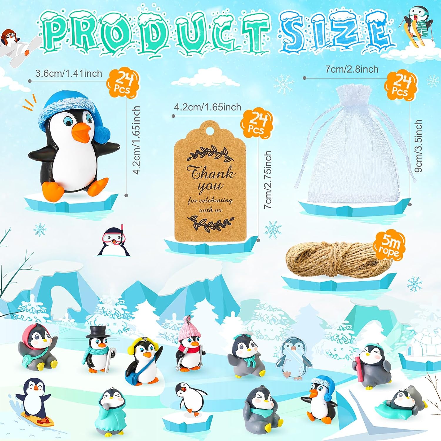 Kigeli 24 juegos de llaveros de pingüino, recuerdos de fiesta de pingüinos, llavero de animales 3D con colgante de pingüino ártico en miniatura,