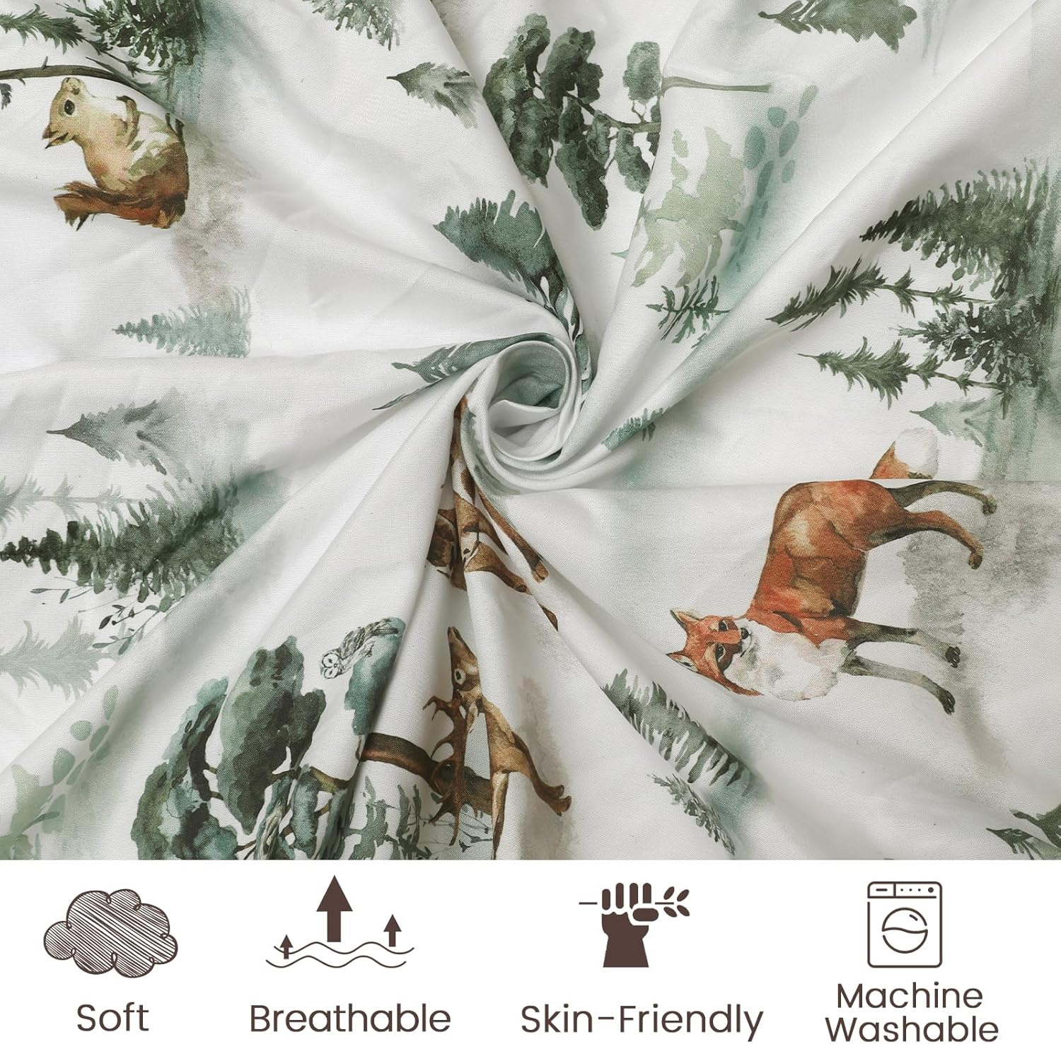 PHF Paquete de 3 sábanas suaves para cuna, sábanas sedosas de Woodland Pack N Play para bebés, niños y niñas, ajuste universal para colchones Pack N
