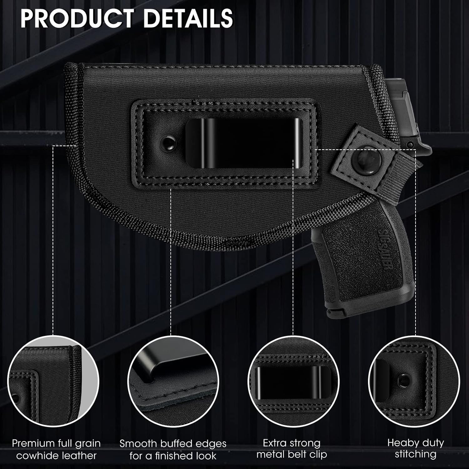 Concealed Carry Holster, Gun Holster for Men and Women, Universal IWB Holsters for Pistols Right and Left Hand, Fits Glock 17 19 26 27 42 43 S&W M&P
