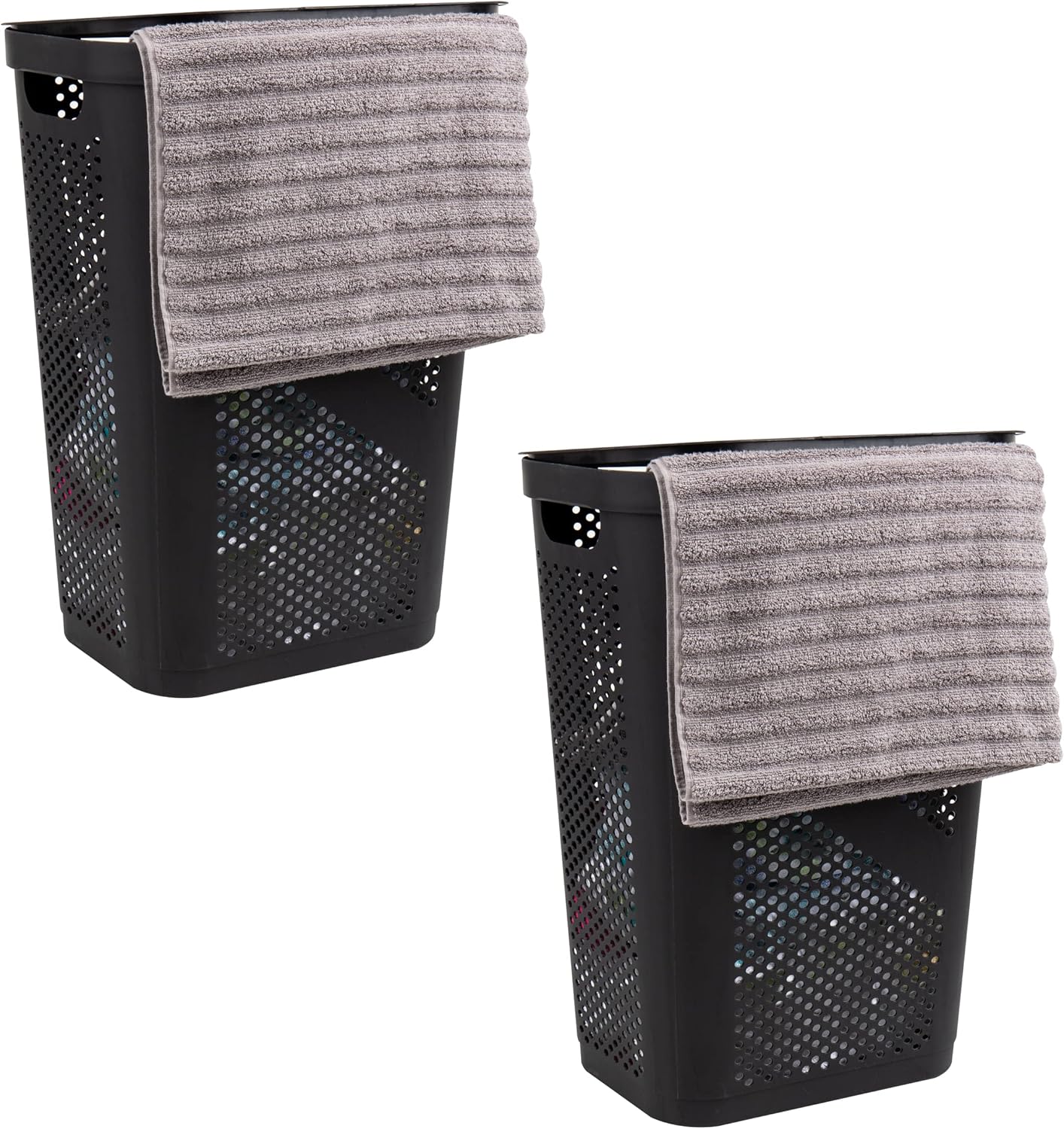 Mind Reader Cesta de lavandería delgada de 60L (juego de 2) + cesta de ropa