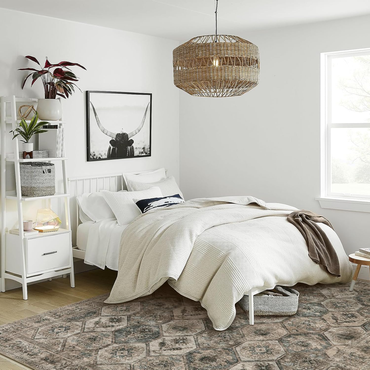 Lahome Alfombra de área de 9 x 12 pies para sala de estar, alfombras grandes para dormitorio, bohemio, marroquí, floral, suave, antideslizante, no