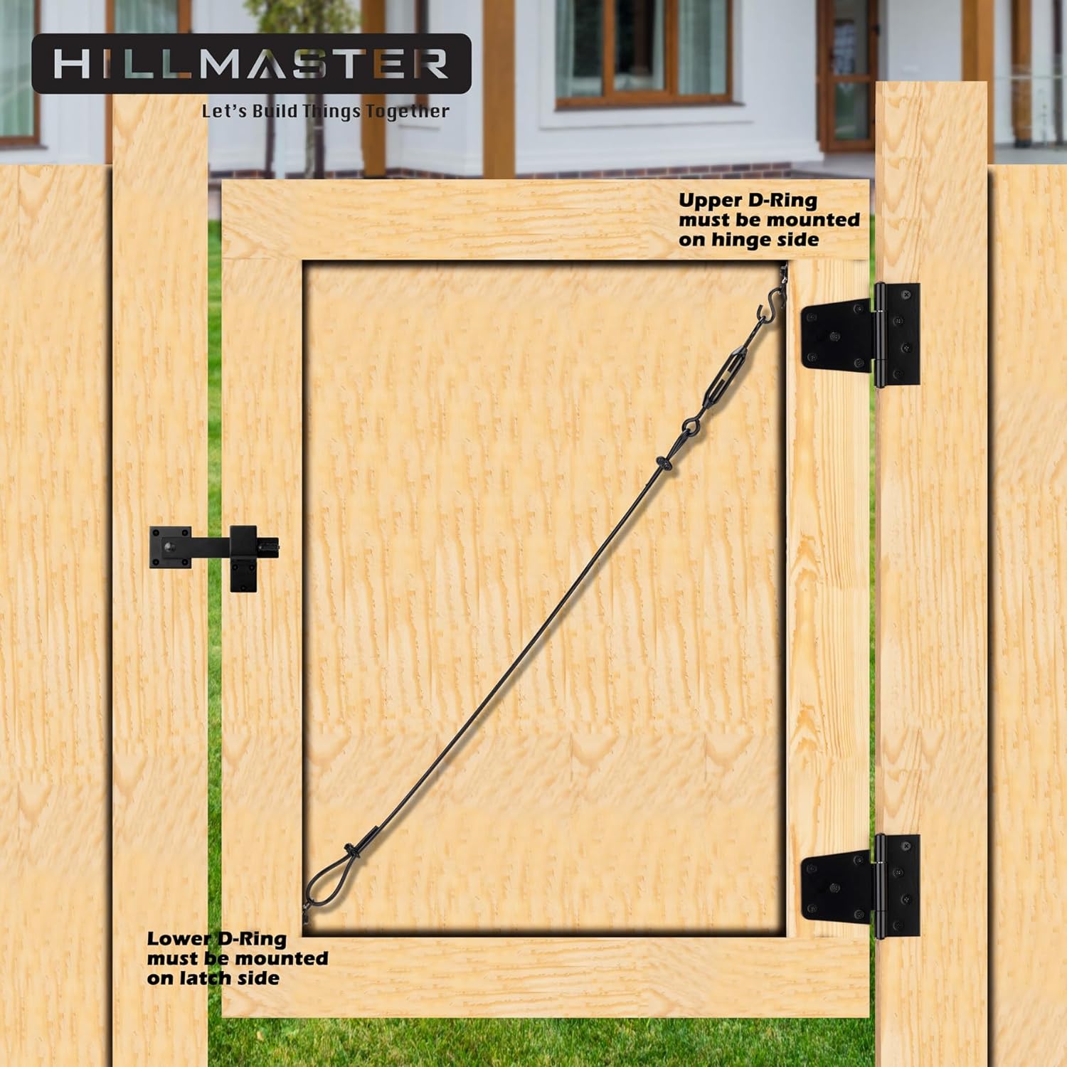 Kits de puerta antihundimiento duraderos para valla de madera, kit de cable de soporte de puerta en zinc, kit de puerta de valla antiflacidez de
