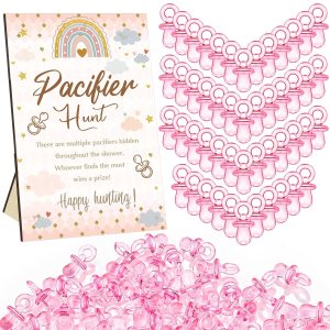 51 juegos geniales para baby shower, incluyen letrero de caza de chupete bohemio y 50 chupetes acrílicos para bebé, mini chupetes para temática 51 juegos geniales para baby shower, incluyen letrero de caza de chupete bohemio y 50 chupetes acrílicos para bebé, mini chupetes para temática