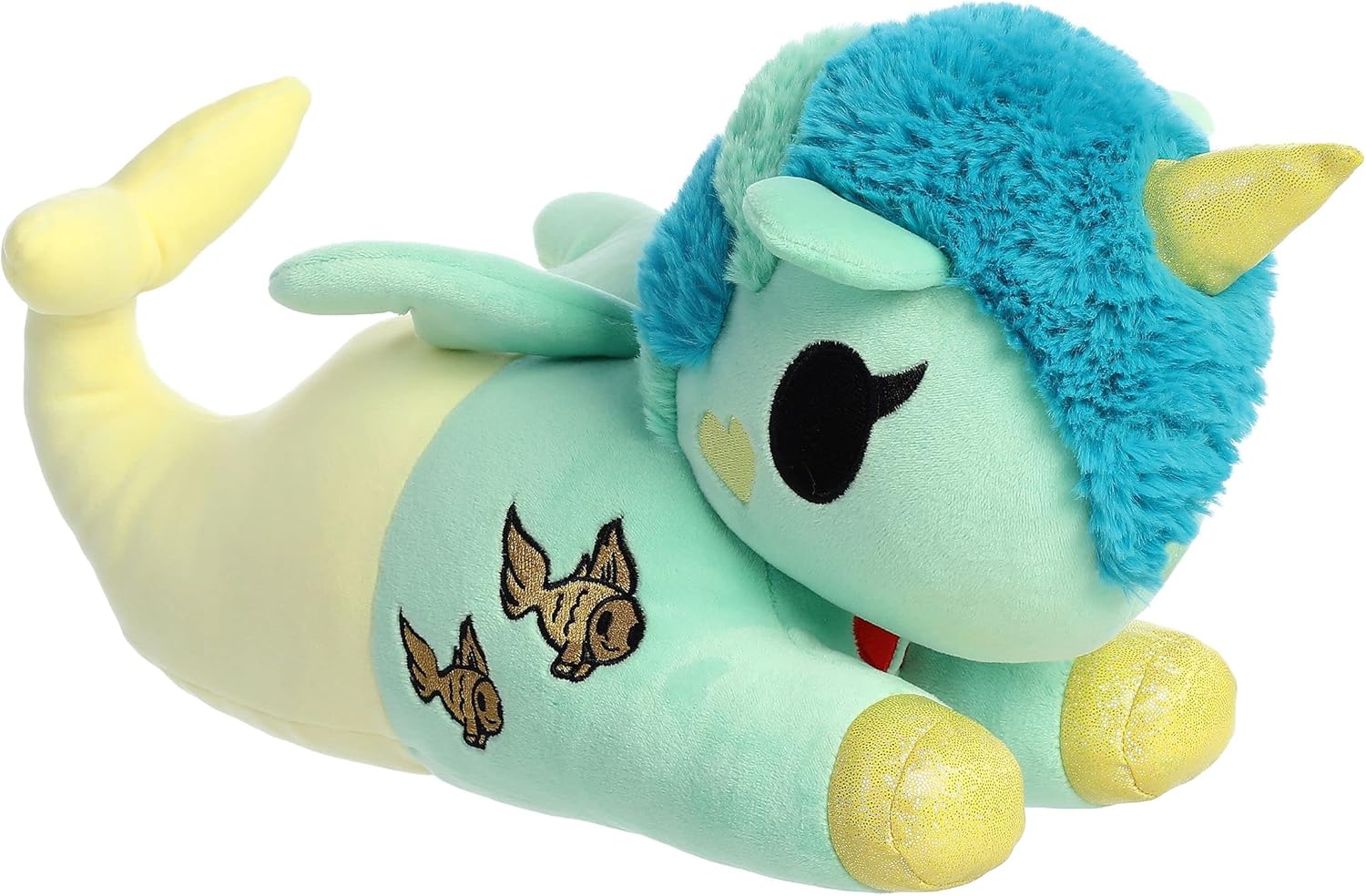 Aurora Enchanting  Tokidoki Squishy Animal de peluche verde mar – Diseño brillante y colorido – Peluche de pieza de exhibición – Amarillo 13 pulgadas