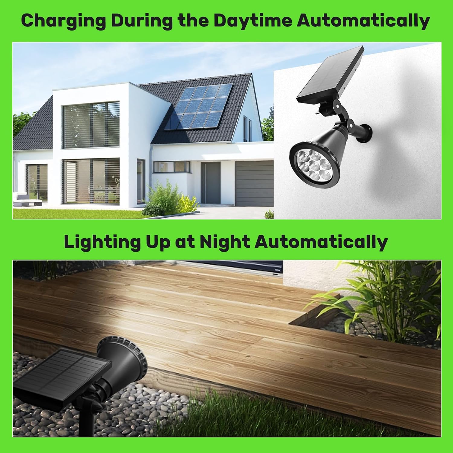 Foco solar, 7 luces solares LED mejoradas para exteriores, impermeable, IP65, luces solares para exteriores de encendidoapagado automático para