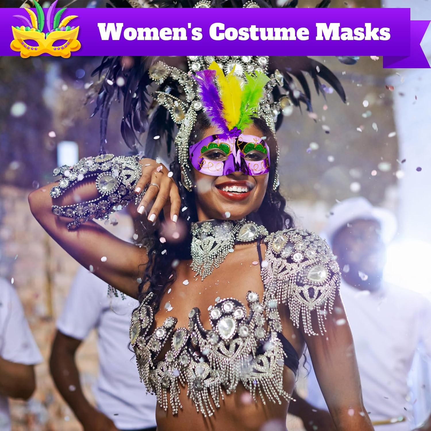 24 máscaras de Mardi Gras con plumas, máscaras para mujeres y hombres, accesorios de disfraz de Mardi Gras, suministros de recuerdos de fiesta de