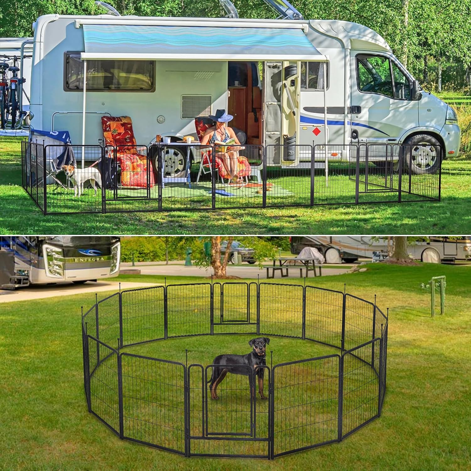 mestyl Corralito para perros, 32 pulgadas de altura, 16 paneles para exteriores, corralito de juego para perros grandes, medianos y pequeños,
